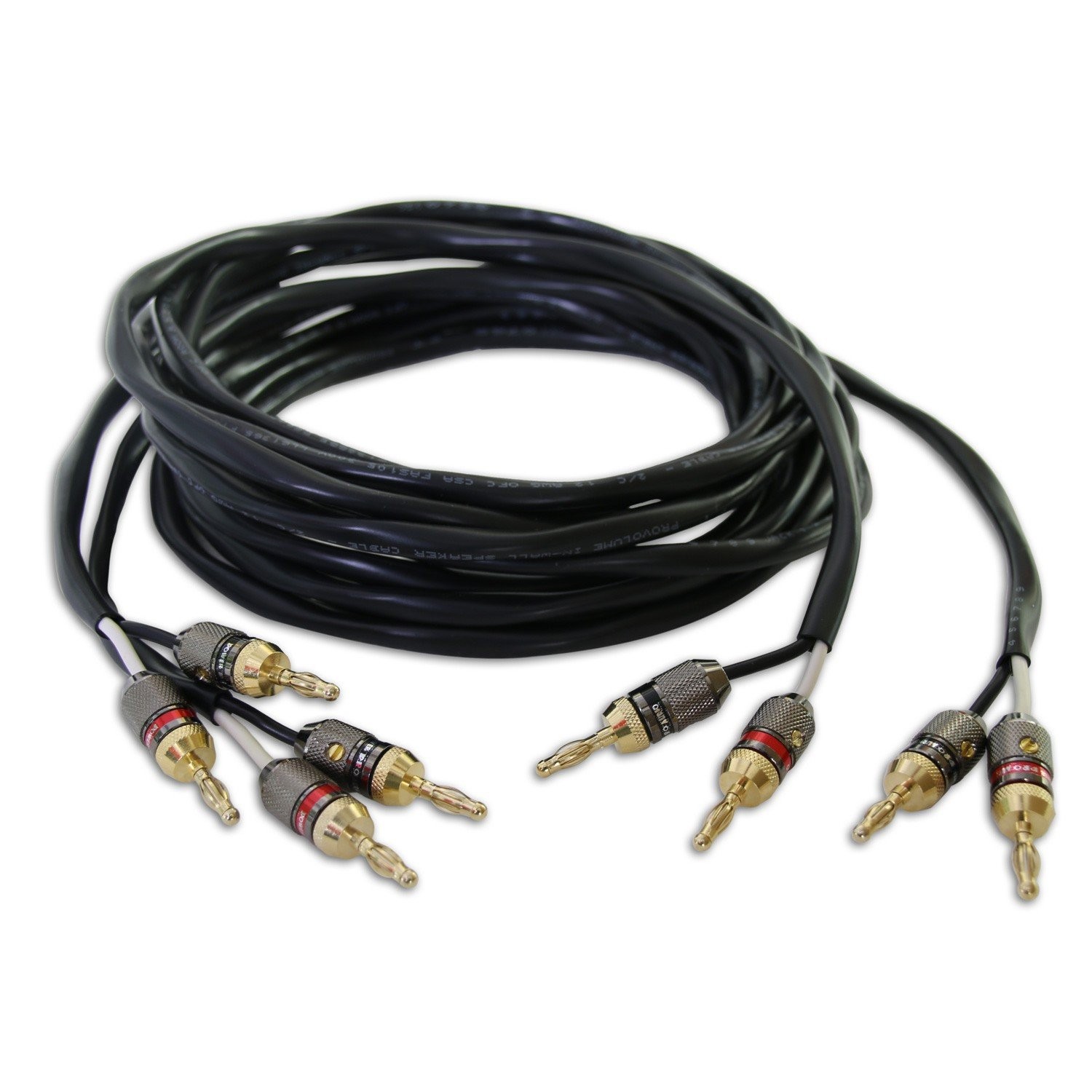 ThruSound HiFi-Series 12AWG 2-Conductor Speaker Wire with Premium 24k Gold-Plated Banana Plugs (25 Feet/Pair)
