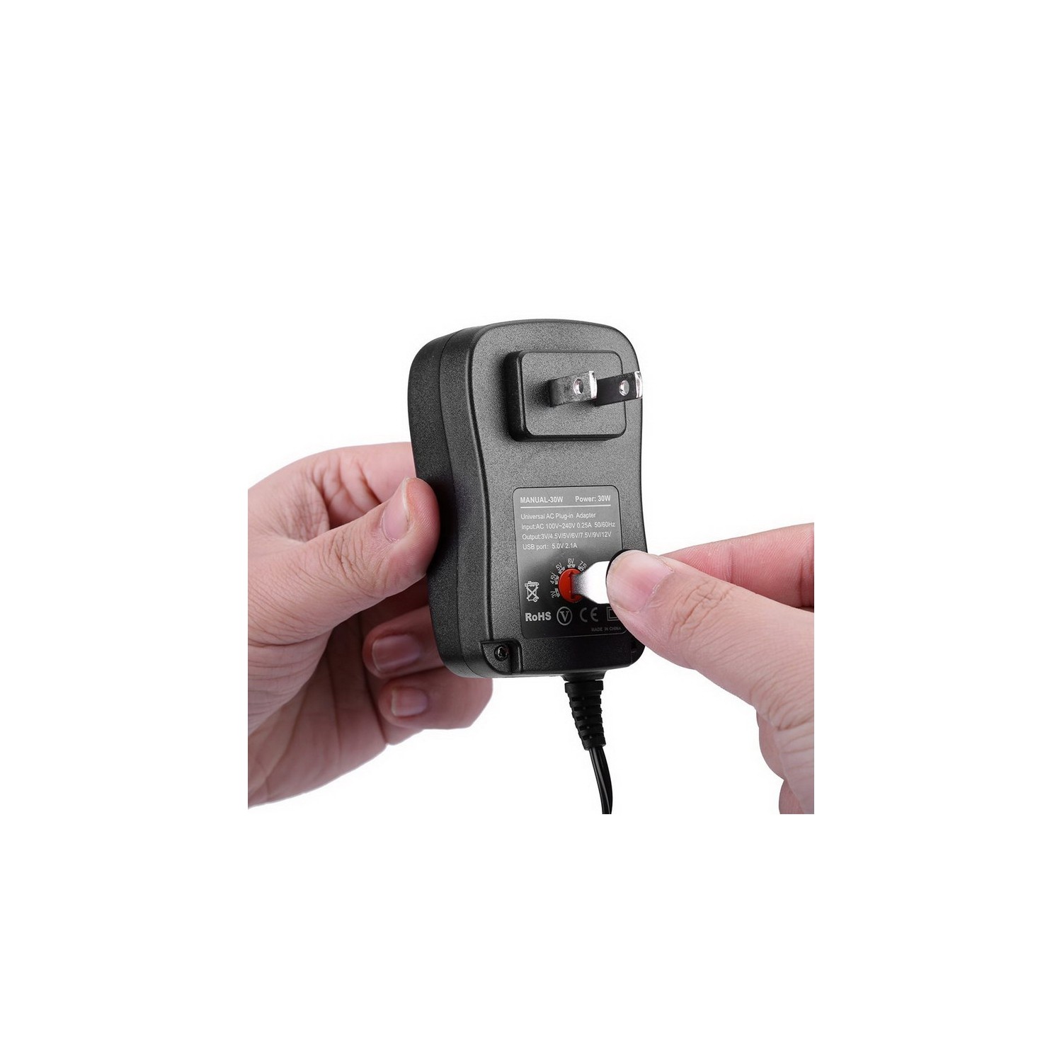 axGear 3V to 12V Adjustable 30W Universal Power Supply Adapter Multiple DC Tips Jack