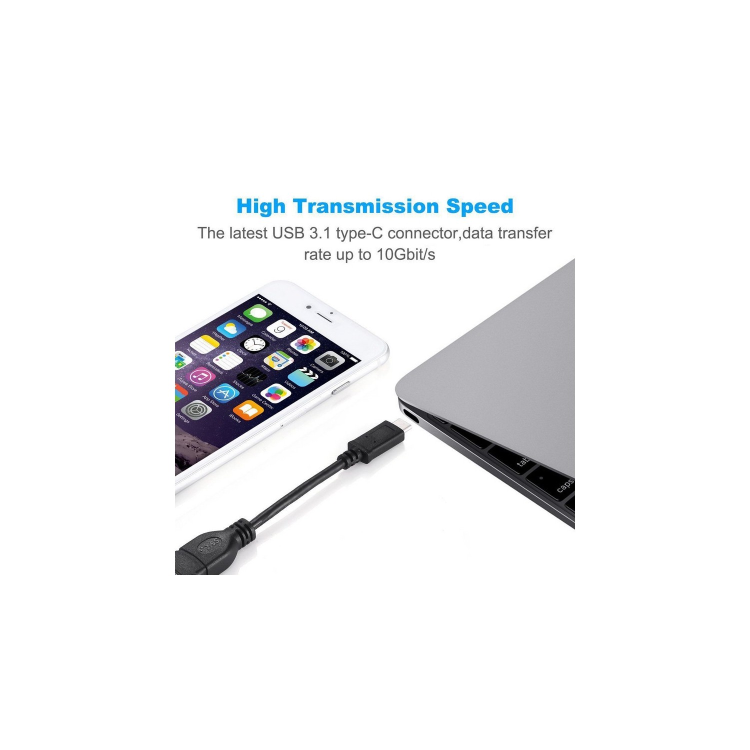 Adaptateur USB 3.1 à USB 3.0 femelle OTG de axGear pour câble de recharge de données pour nouveau MacBook USBC