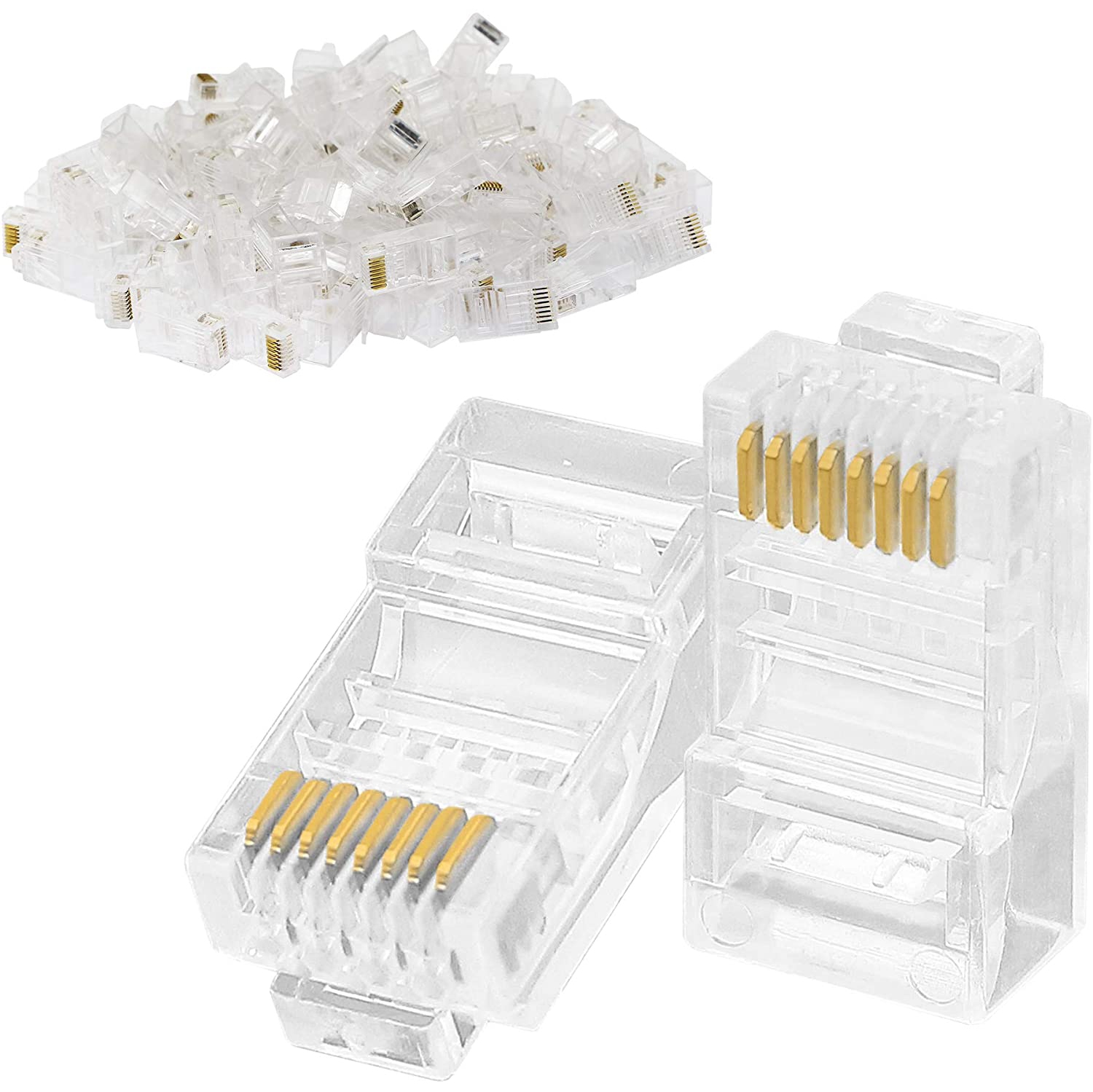 axGear RJ45 Crystal Head Cat6 Network Cable Connector Gold Plated 100 PCS Pieces