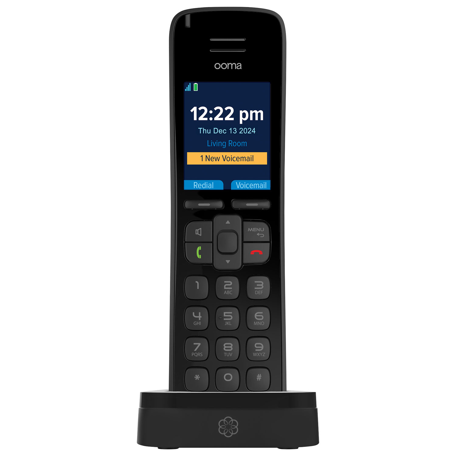 Ooma HD3 1-Handset DECT 6.0 Cordless Phone - Black