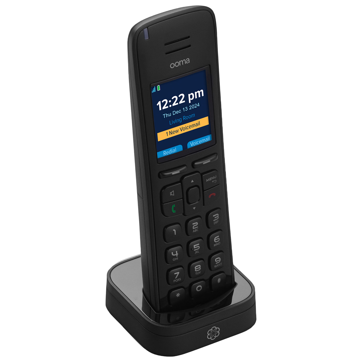Ooma HD3 1-Handset DECT 6.0 Cordless Phone - Black