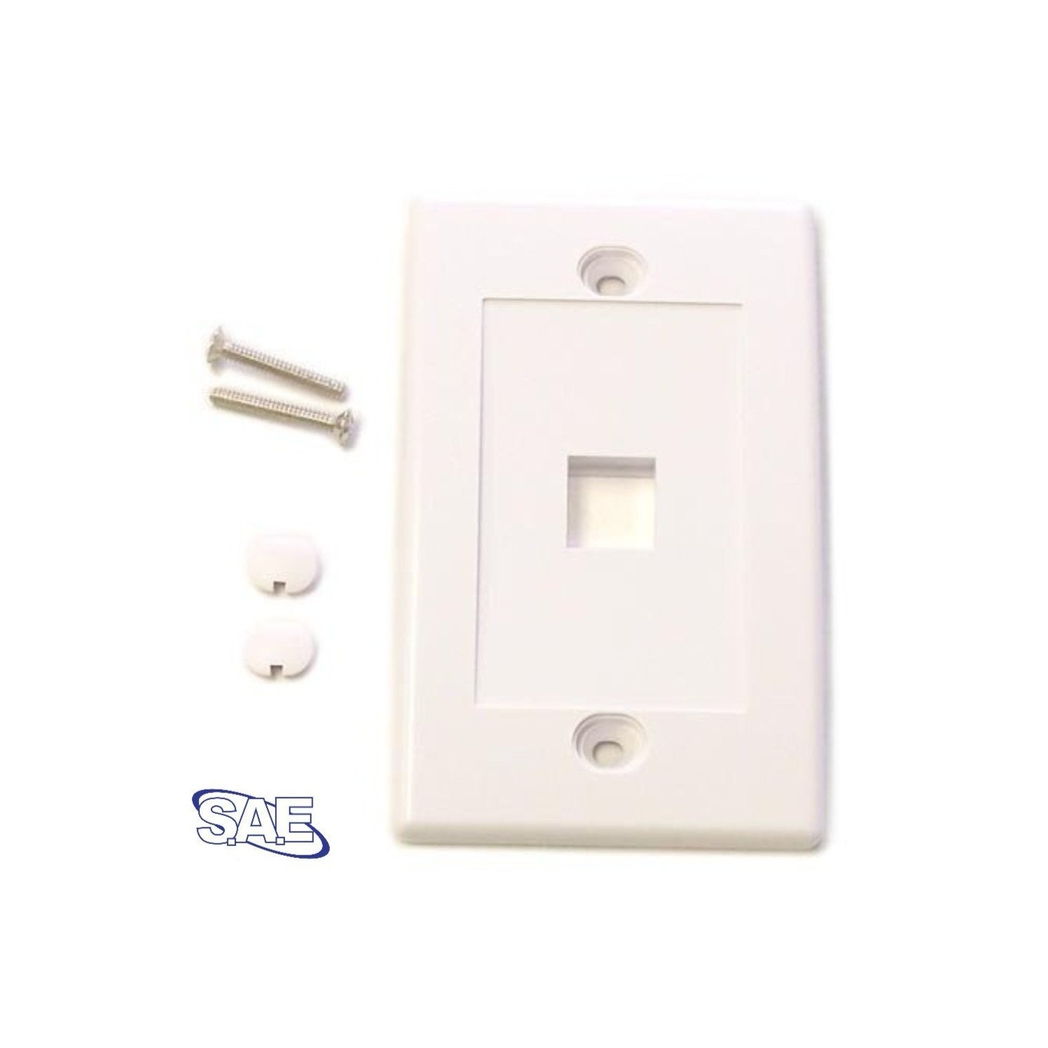 SAE Keystone Wall Plate One Port Single Plate Wall Plate, White, 10 Per Pack
