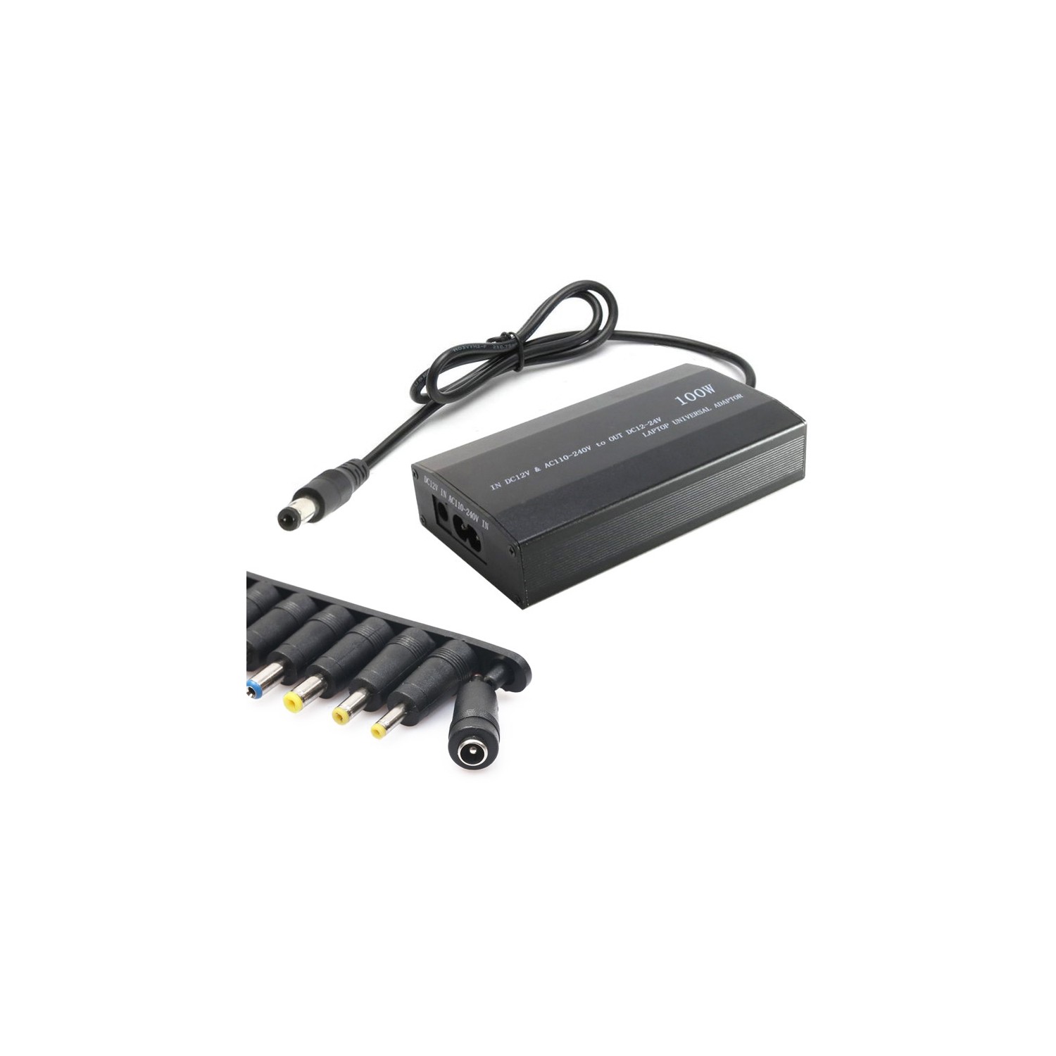 Chargeur d’alimentation universel pour portable d’axGear avec adaptateur d’auto et prise c.c. de 100 W.