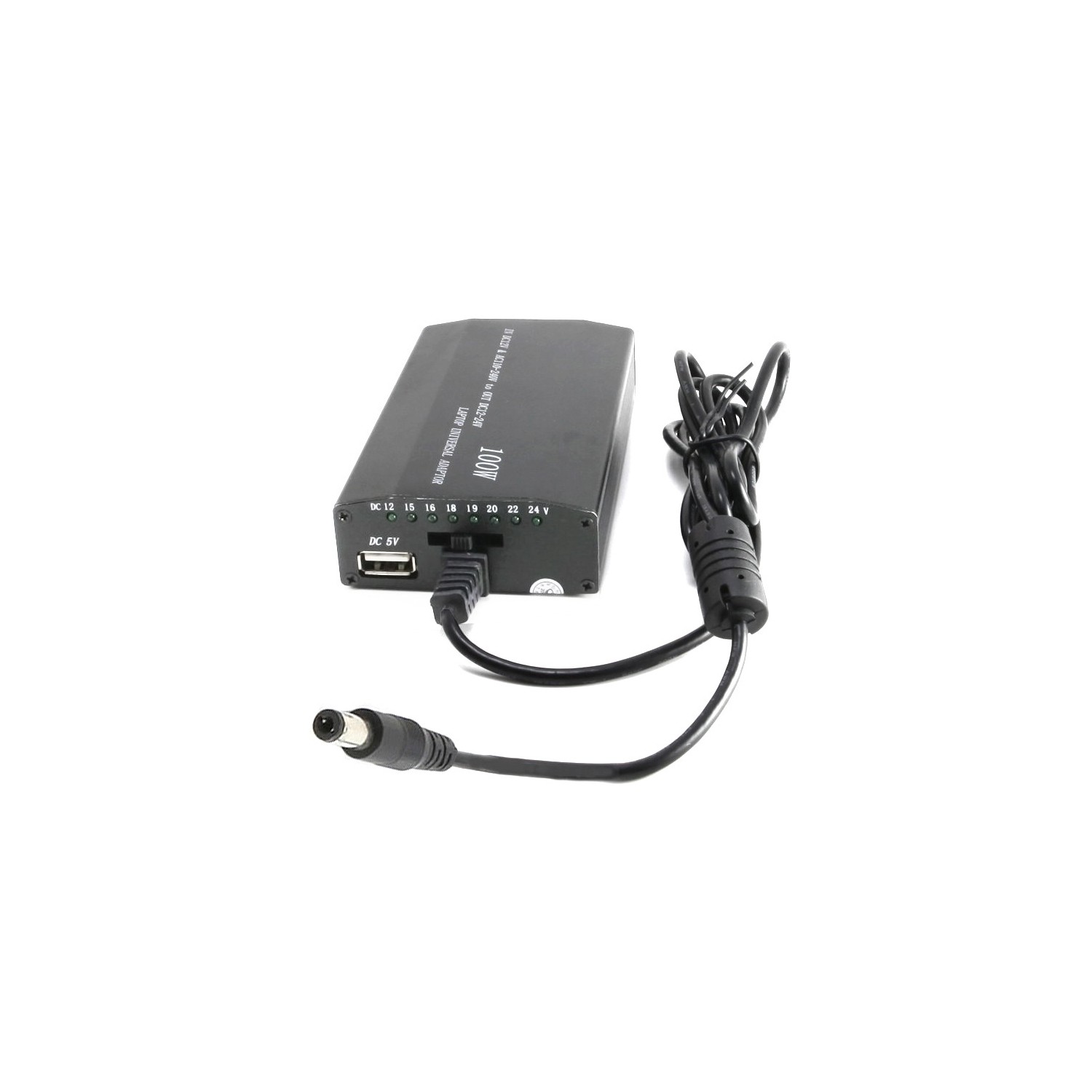 Chargeur d’alimentation universel pour portable d’axGear avec adaptateur d’auto et prise c.c. de 100 W.