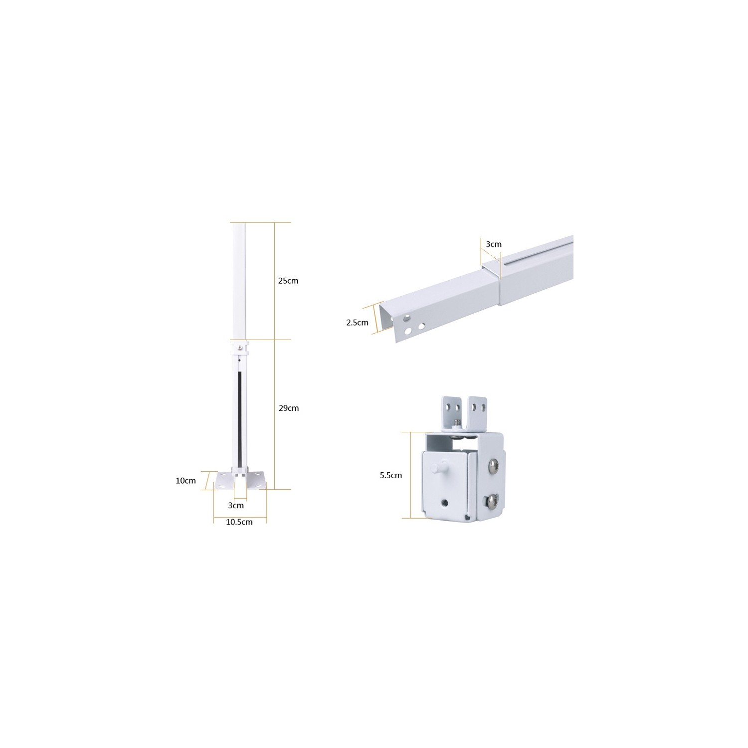 Universal Projector Wall & Ceiling Mount Bracket Adjustable Height Load Capacity 15kg Hanger