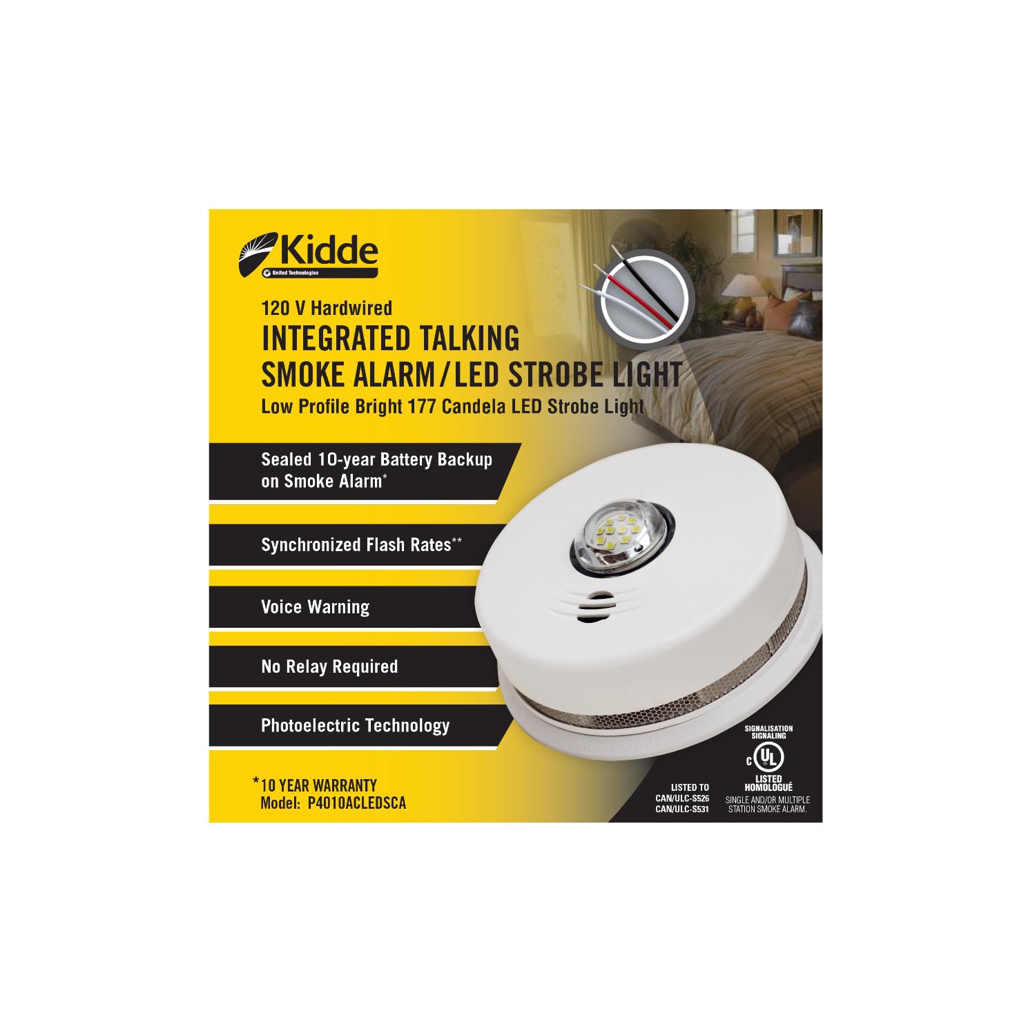 Integrated Talking Smoke Detector, with LED Strobe Light