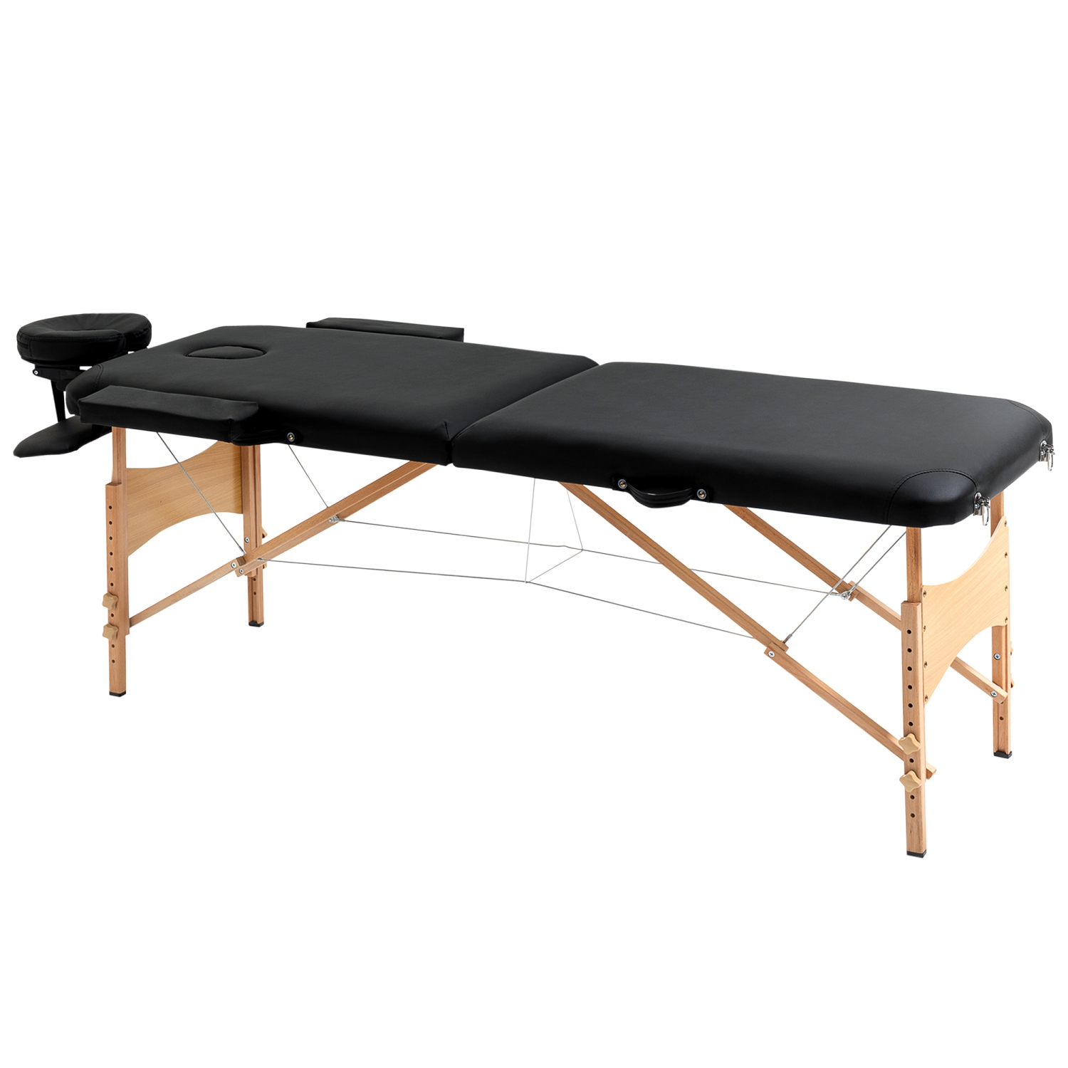 HOMCOM 83 Inch Portable Folding Massage Table, Height Adjustable Professional Salon Spa Facial Couch Bed with Free Carrying Case, Headrest, Armrests,