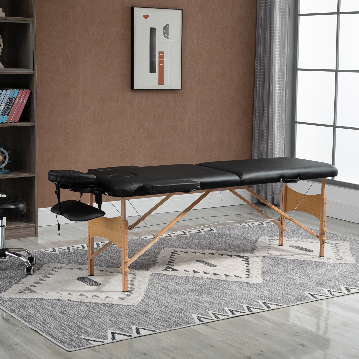 HOMCOM 83 Inch Portable Folding Massage Table, Height Adjustable Professional Salon Spa Facial Couch Bed with Free Carrying Case, Headrest, Armrests,