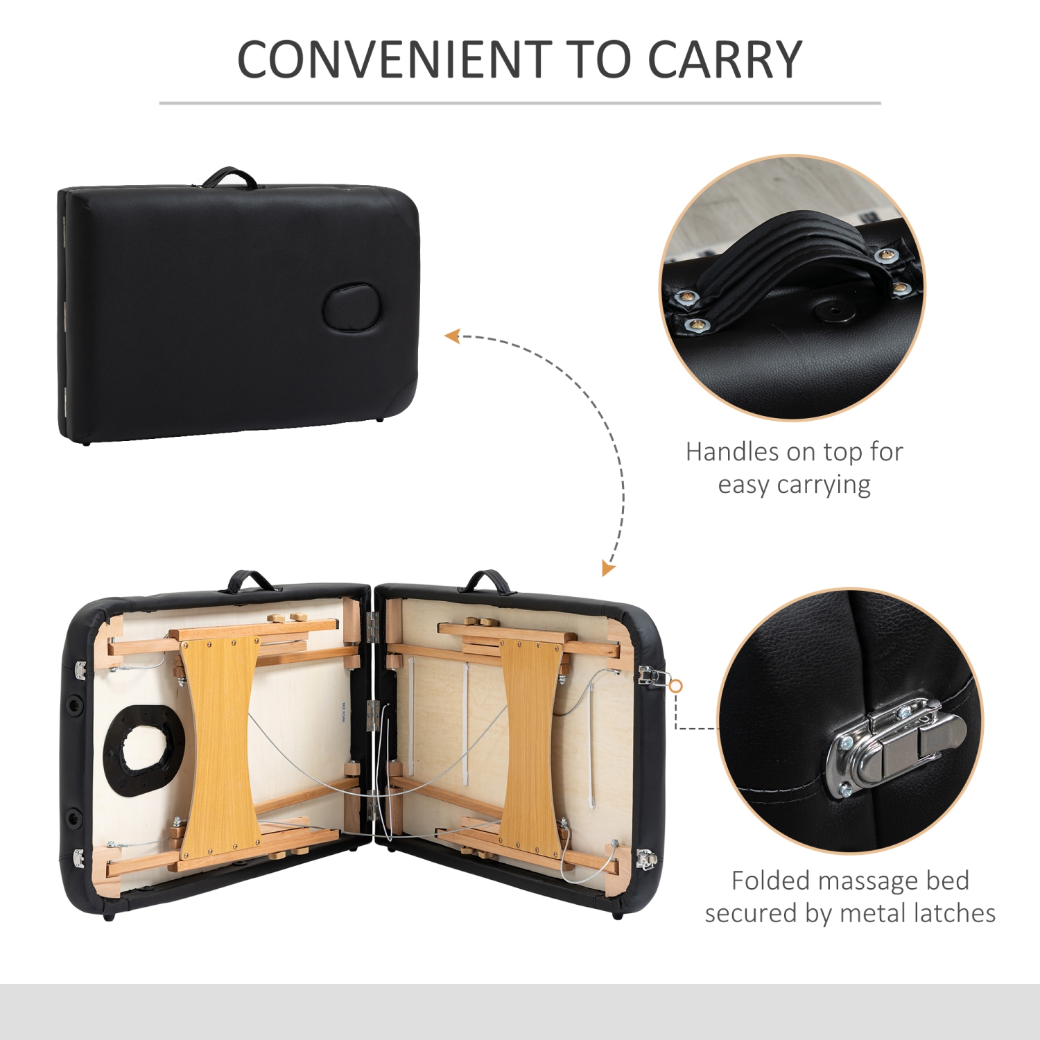 HOMCOM 83 Inch Portable Folding Massage Table, Height Adjustable Professional Salon Spa Facial Couch Bed with Free Carrying Case, Headrest, Armrests,