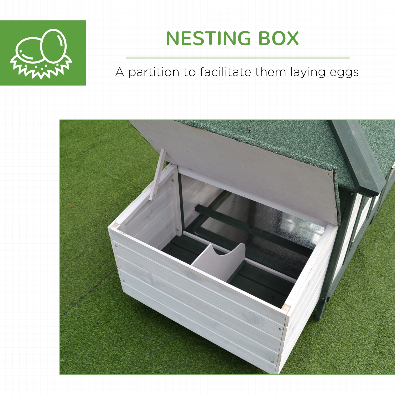PawHut 77" Chicken Coop Hen House Rabbit Hutch Poultry Cage Pen Outdoor Backyard with Nesting Box Run Green