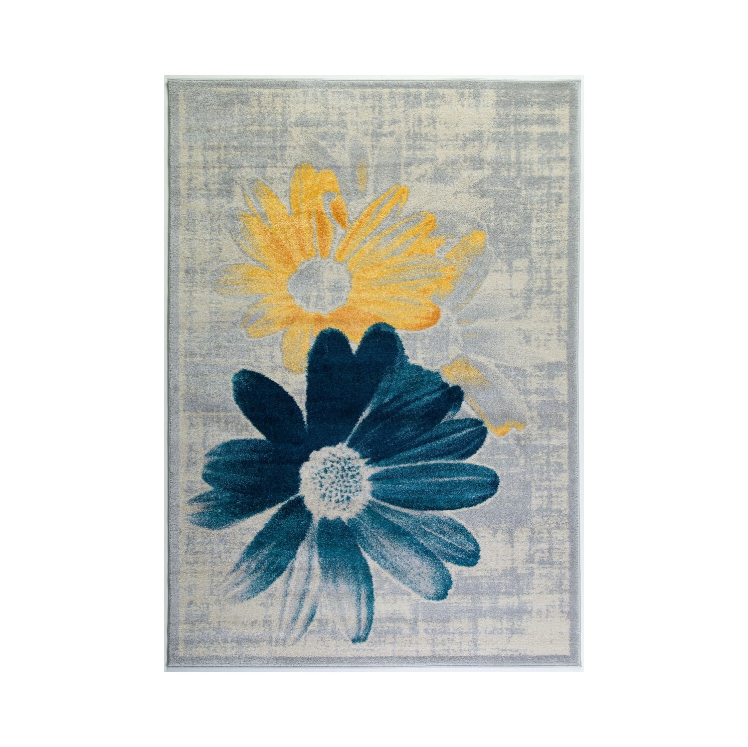 LA Dole Floral Pattern Carpet 6'5" x 9'5" Rectangle Area Rug - Teal/Yellow
