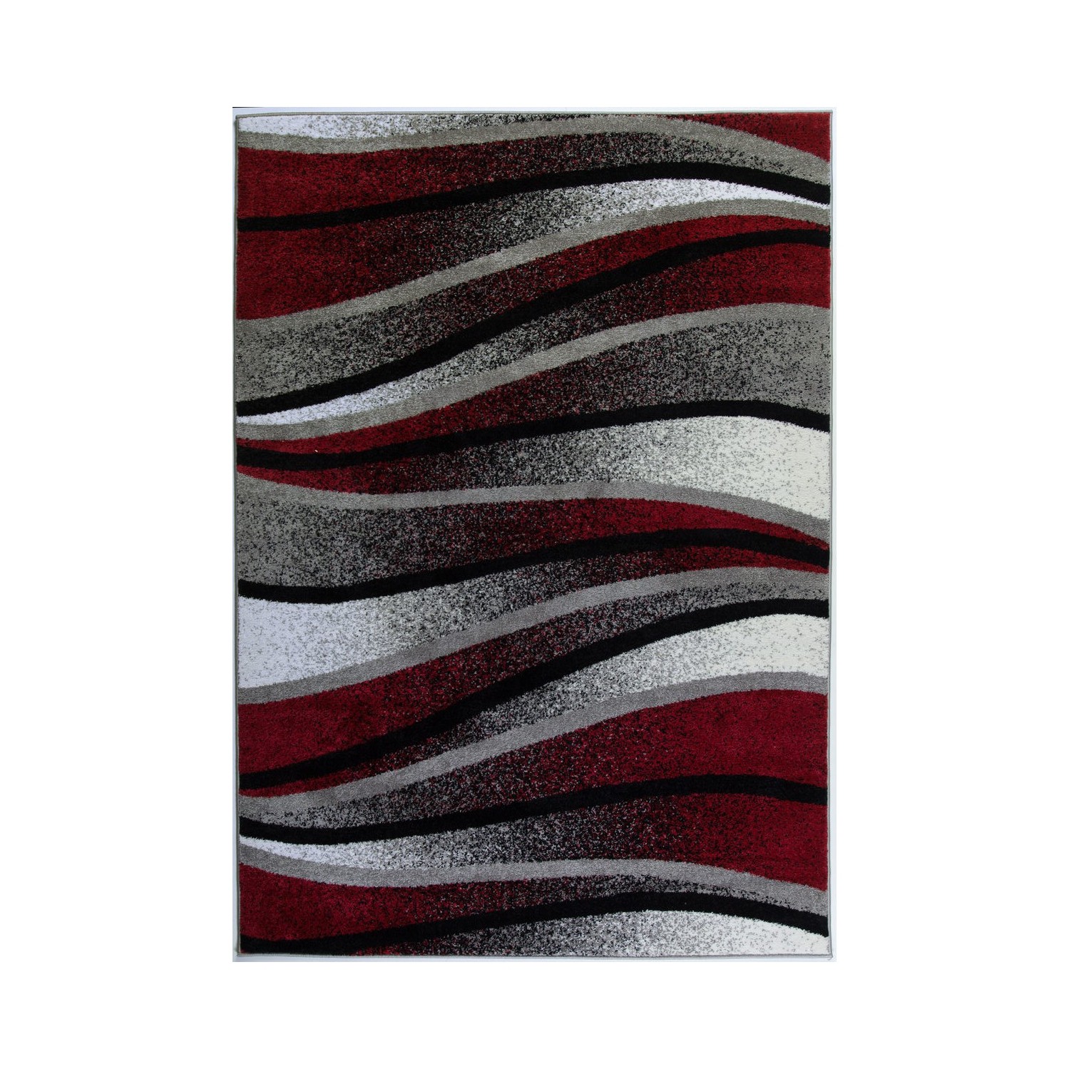 Tapis rectangulaire à motifs de vagues LA Dole, 3 pi 11 po x 5 pi 7 po - Ivoire - Rouge - Gris