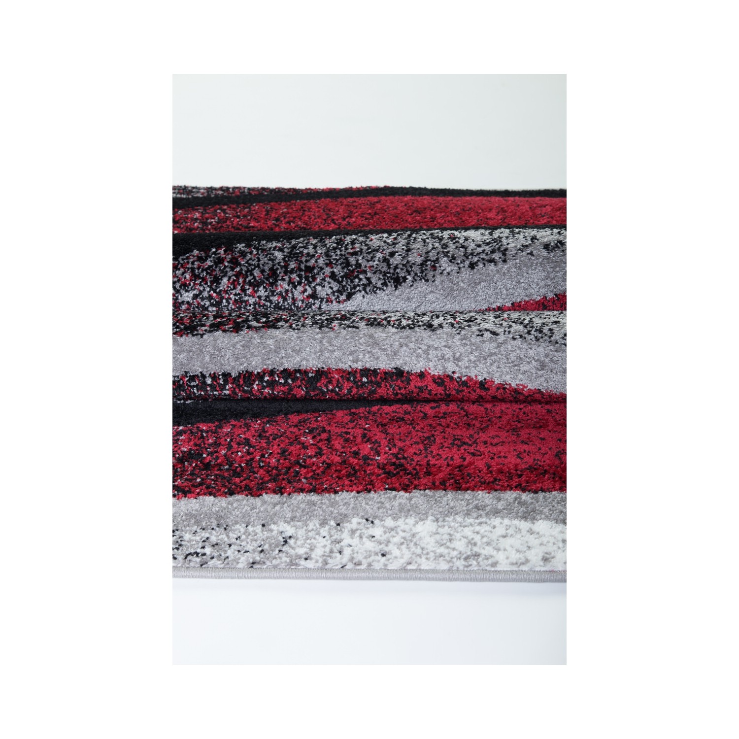 Tapis rectangulaire à motifs de vagues LA Dole, 3 pi 11 po x 5 pi 7 po - Ivoire - Rouge - Gris