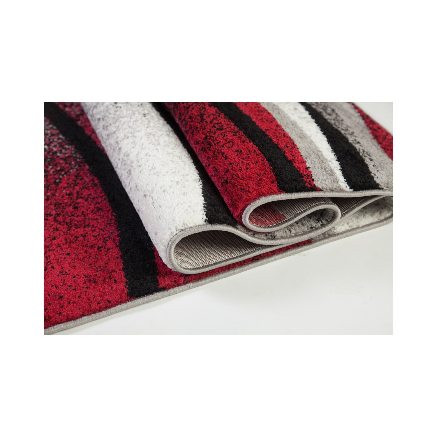 Tapis rectangulaire à motifs de vagues LA Dole, 3 pi 11 po x 5 pi 7 po - Ivoire - Rouge - Gris