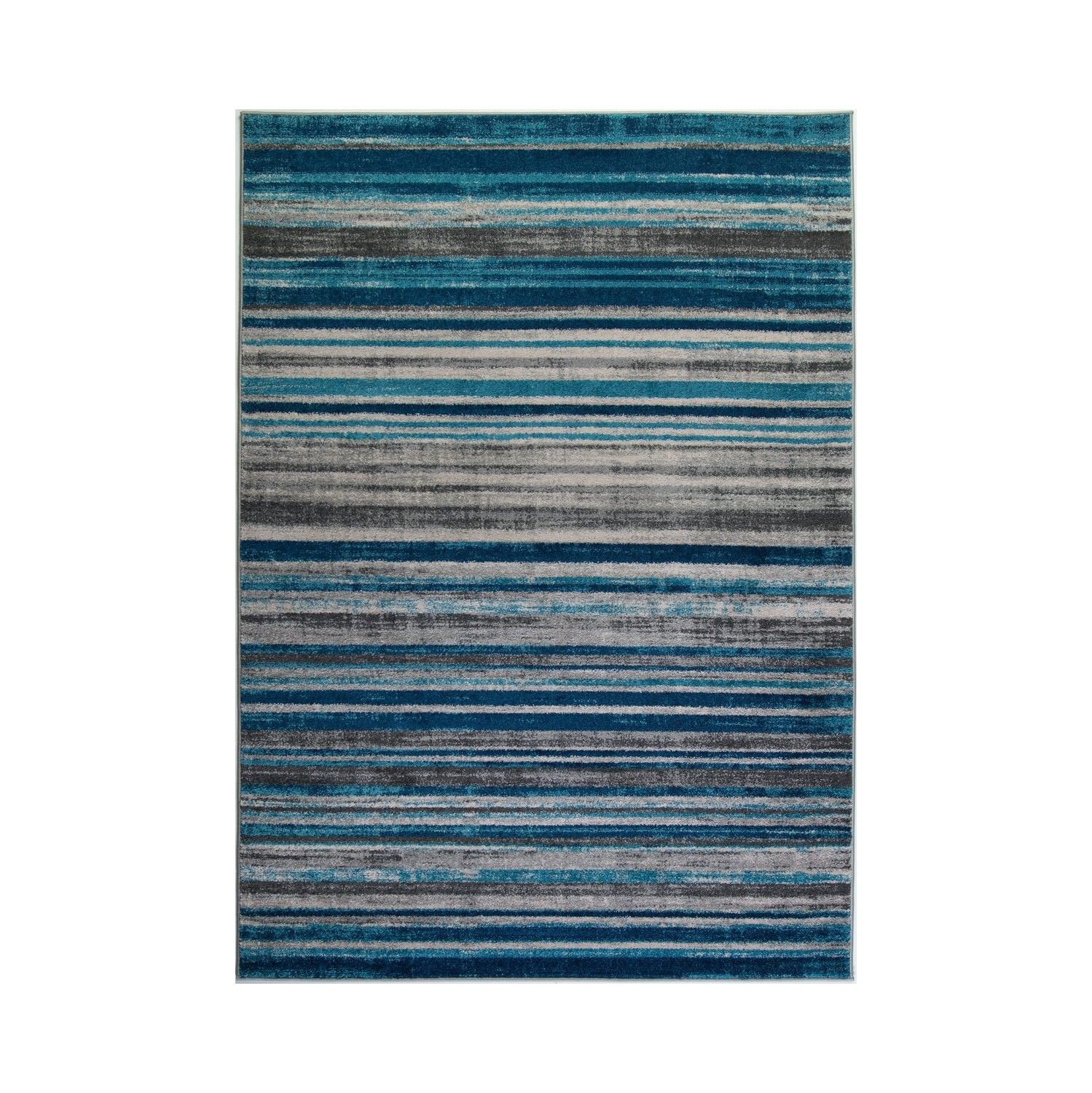 LA Dole Kensington Stripes Abstract Pattern 7'10" x 10'5" Rectangle Area Rug - Blue/Ivory