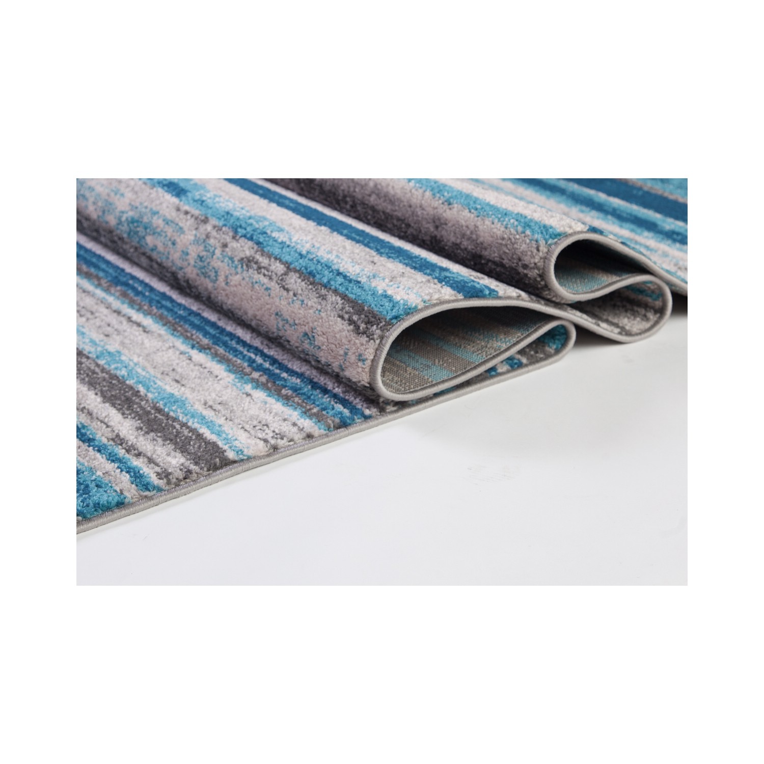LA Dole Kensington Stripes Abstract Pattern 7'10" x 10'5" Rectangle Area Rug - Blue/Ivory