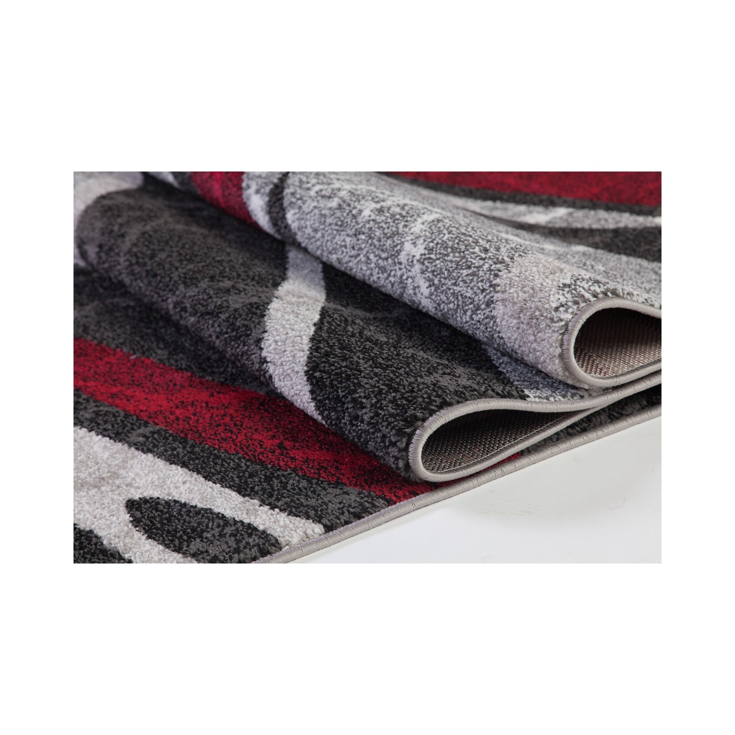 LA Dole Spirals Abstract Pattern Carpet 5'3" x 7'6" Rectangle Area Rug - Red/Grey/Black