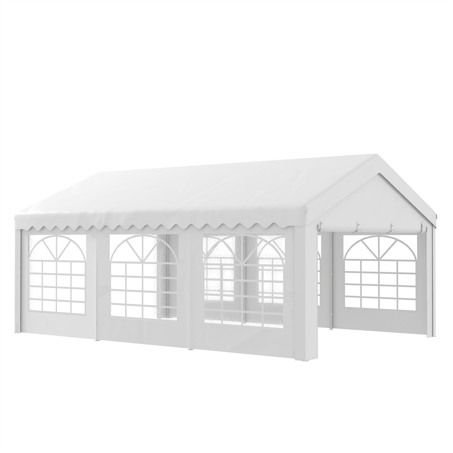 Outsunny 20'x13' Heavy Duty Party Tent, Carport Garage Canopy, Portable Sun Shelter with Sidewalls White