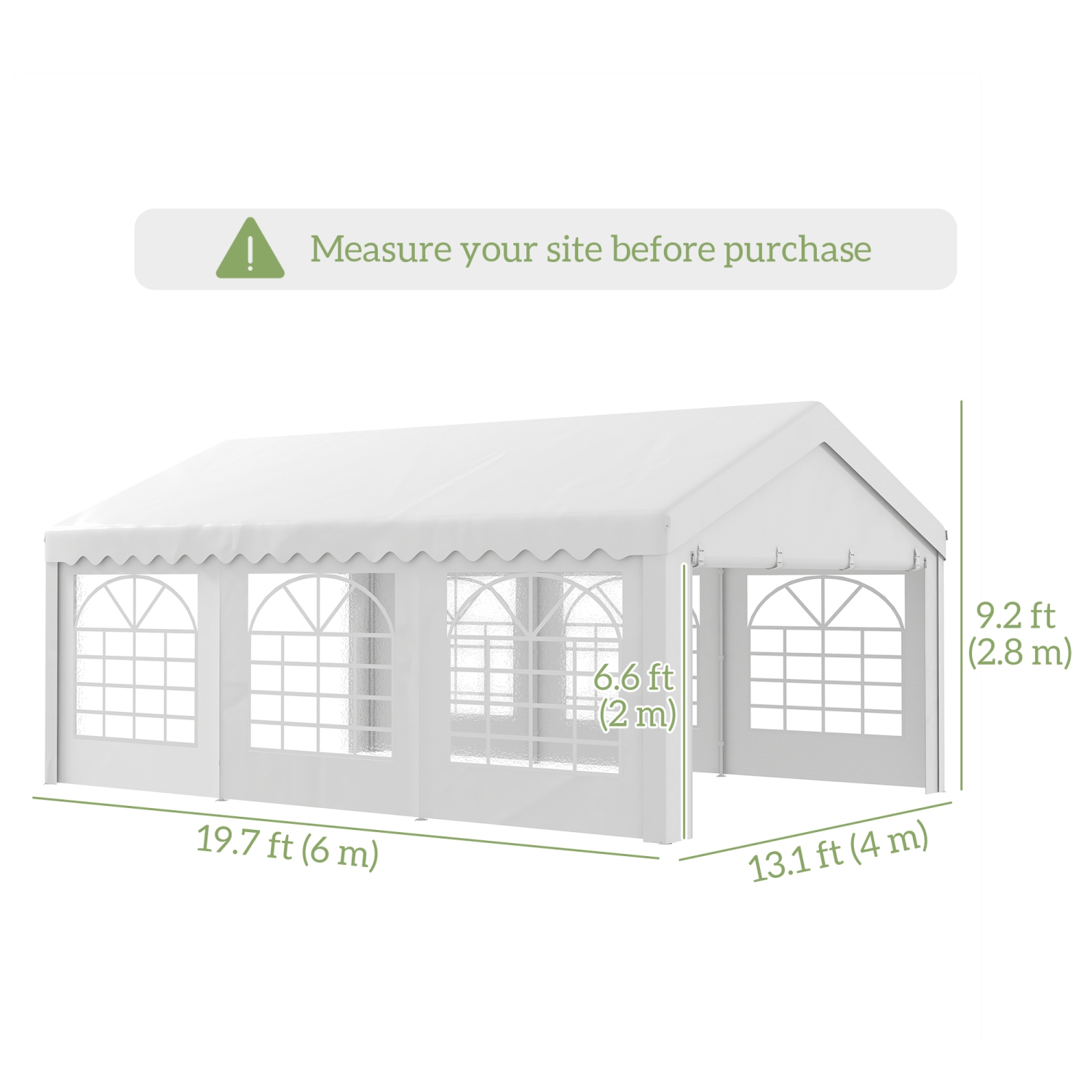 Outsunny 20'x13' Heavy Duty Party Tent, Carport Garage Canopy, Portable Sun Shelter with Sidewalls White