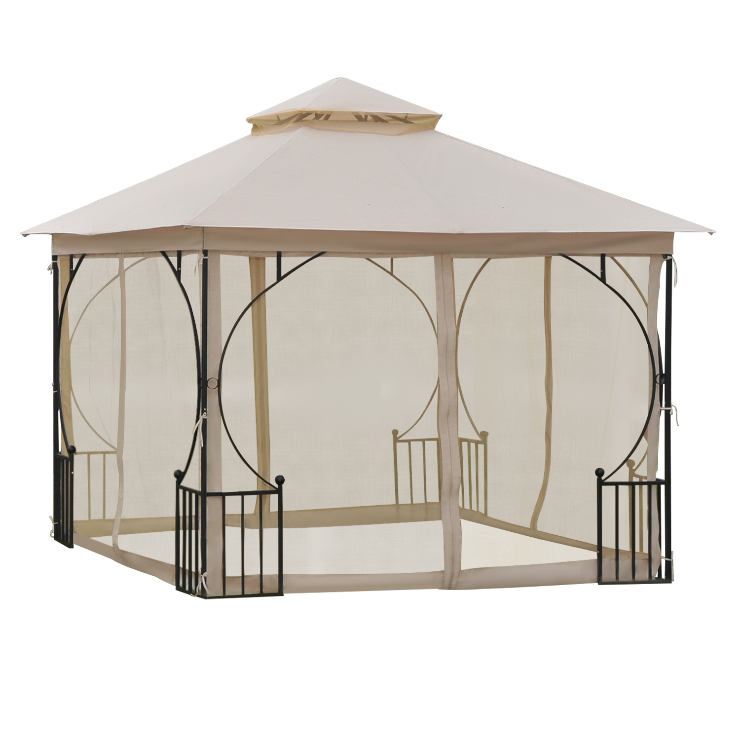 Outsunny 10'x10' Patio Gazebo, Outdoor Garden Canopy for Events Party Backyard with Mosquito Netting
