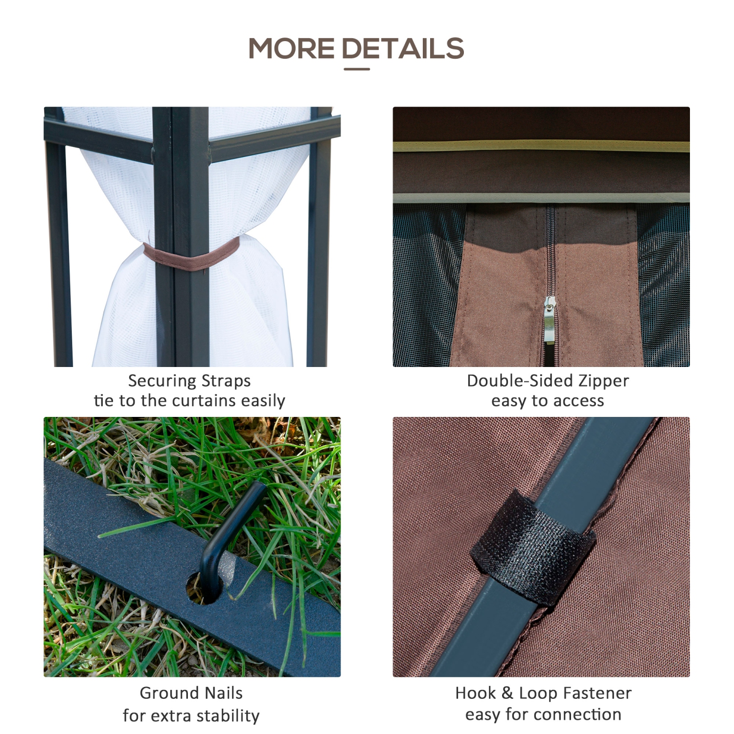 Outsunny 10'x10' Garden Gazebo Patio Canopy Portable Party Event Backyard w/ Mosquito Netting Coffee