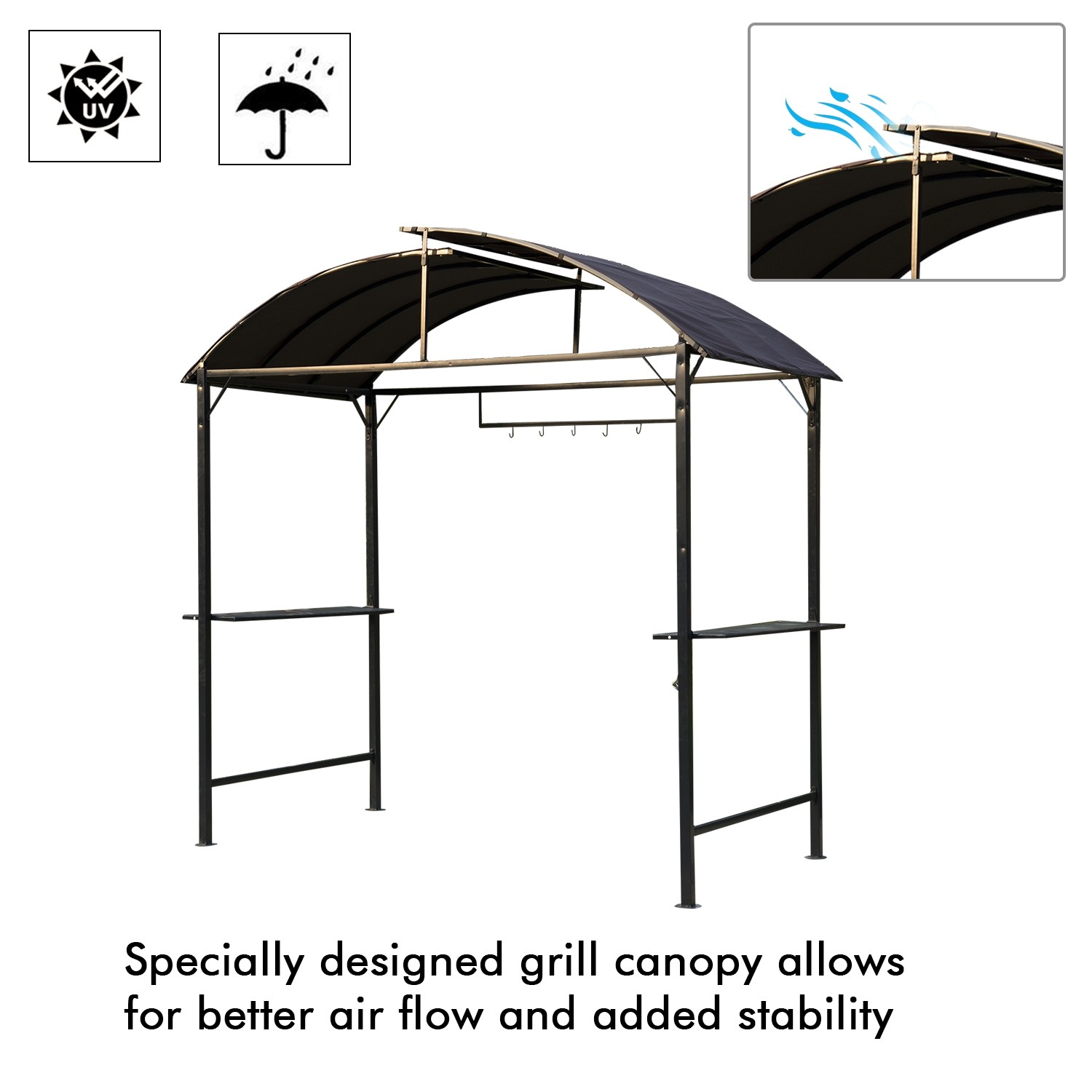 Outsunny 8x4ft Barbecue Shelter Brown with Side Shelf