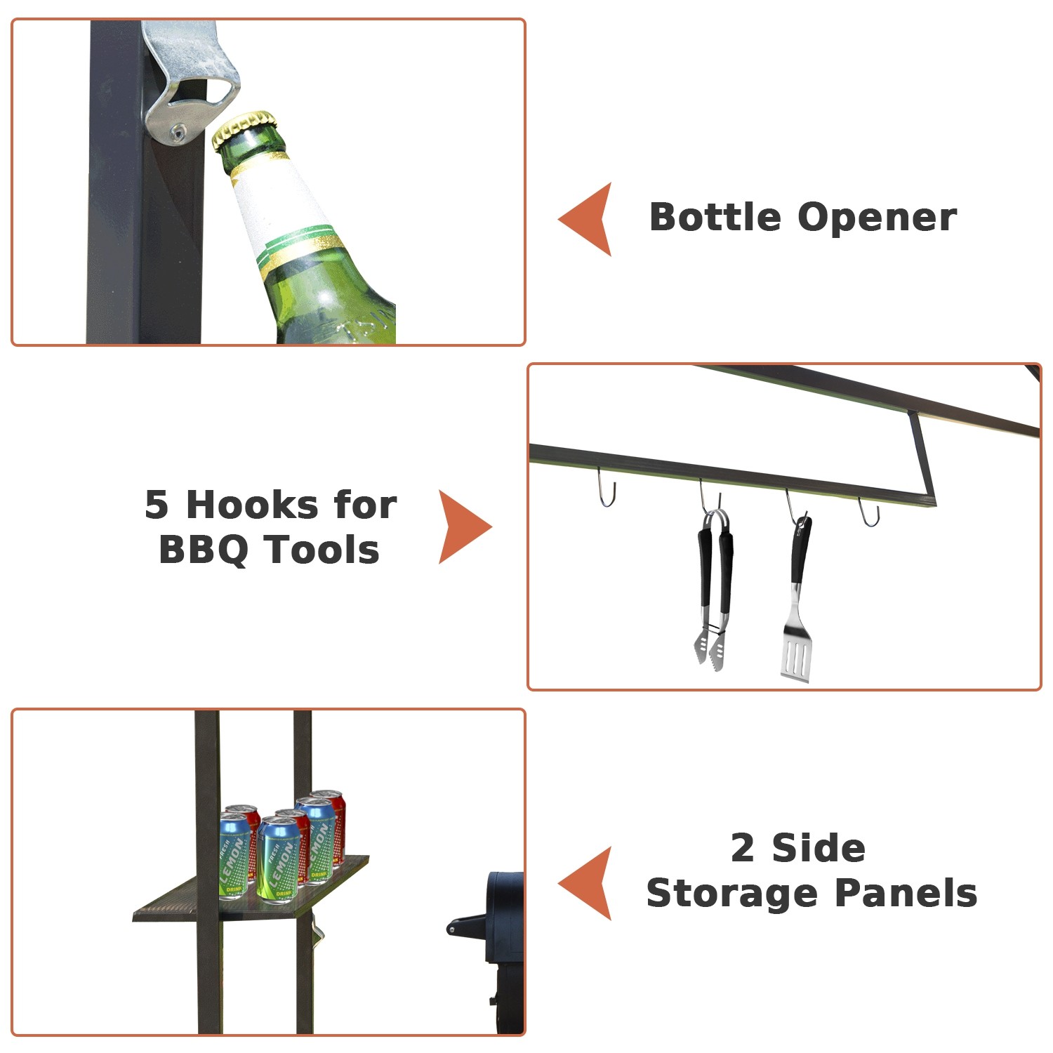 Outsunny 8x4ft Barbecue Shelter Brown with Side Shelf