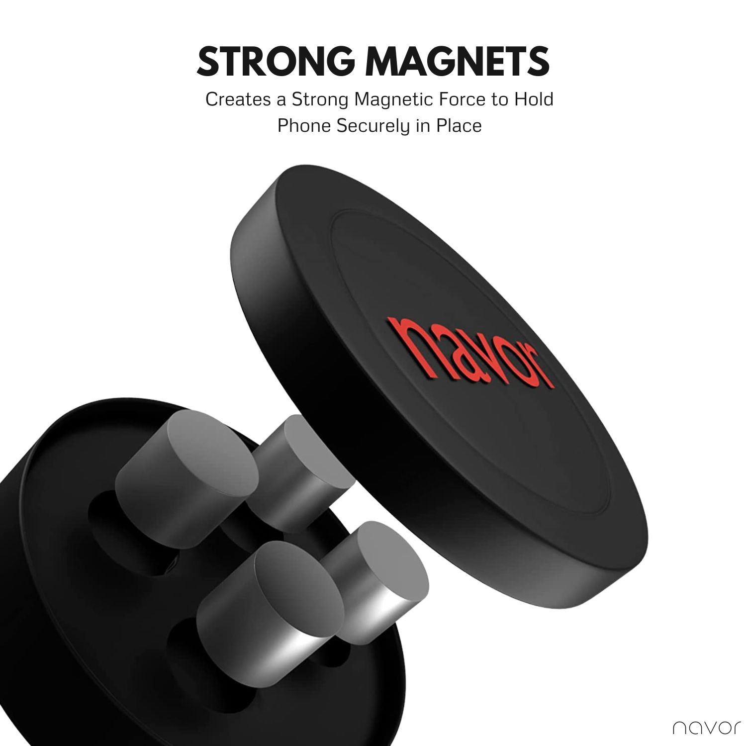 Support magnétique universel pour bouche d'air de Navor noir - Support pour téléphone de voiture avec technologie Fast Swift-Snap - Support pour