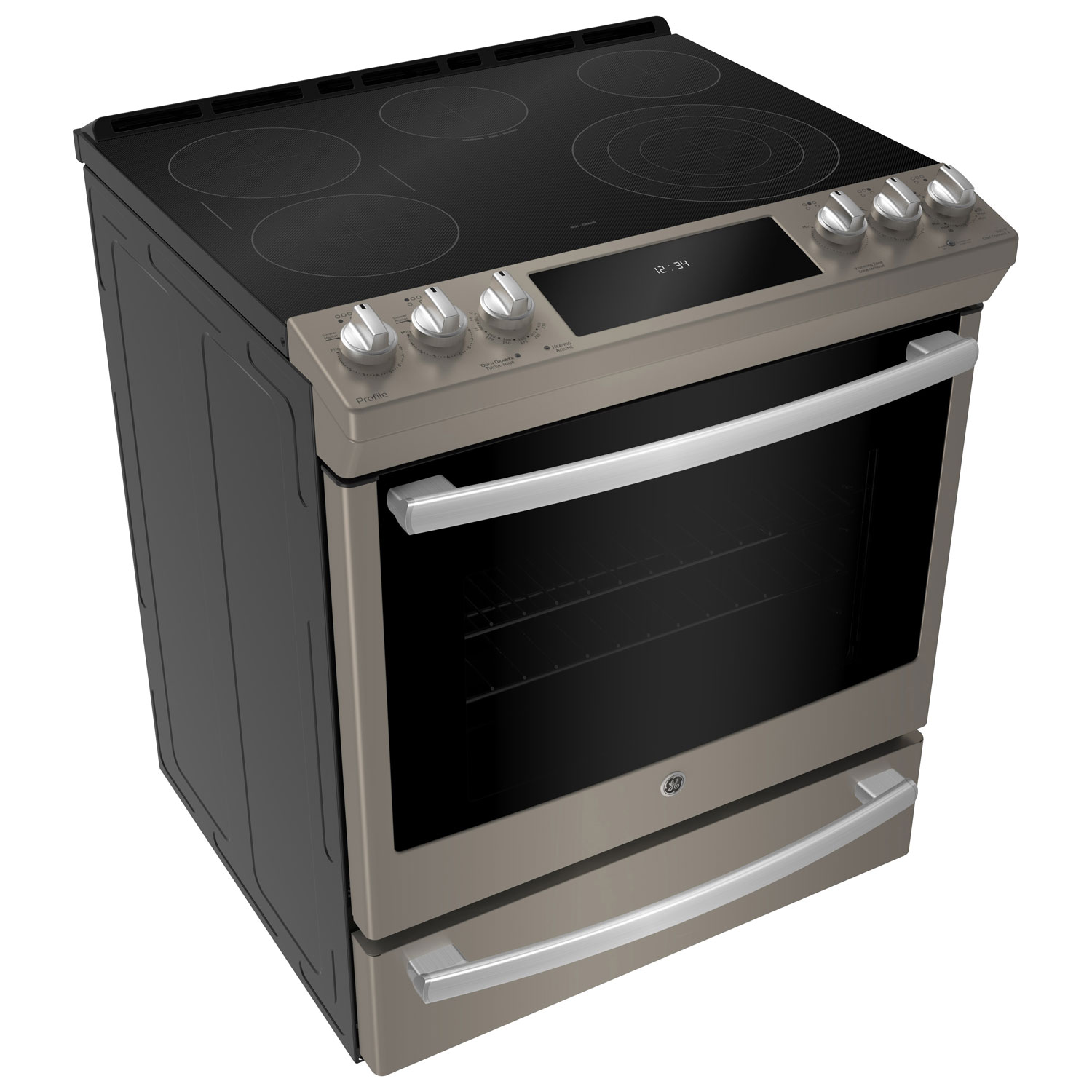GE Profile 30" 5.3 Cu. Ft. True Convection 5-Element Slide-In Electric Range - Slate