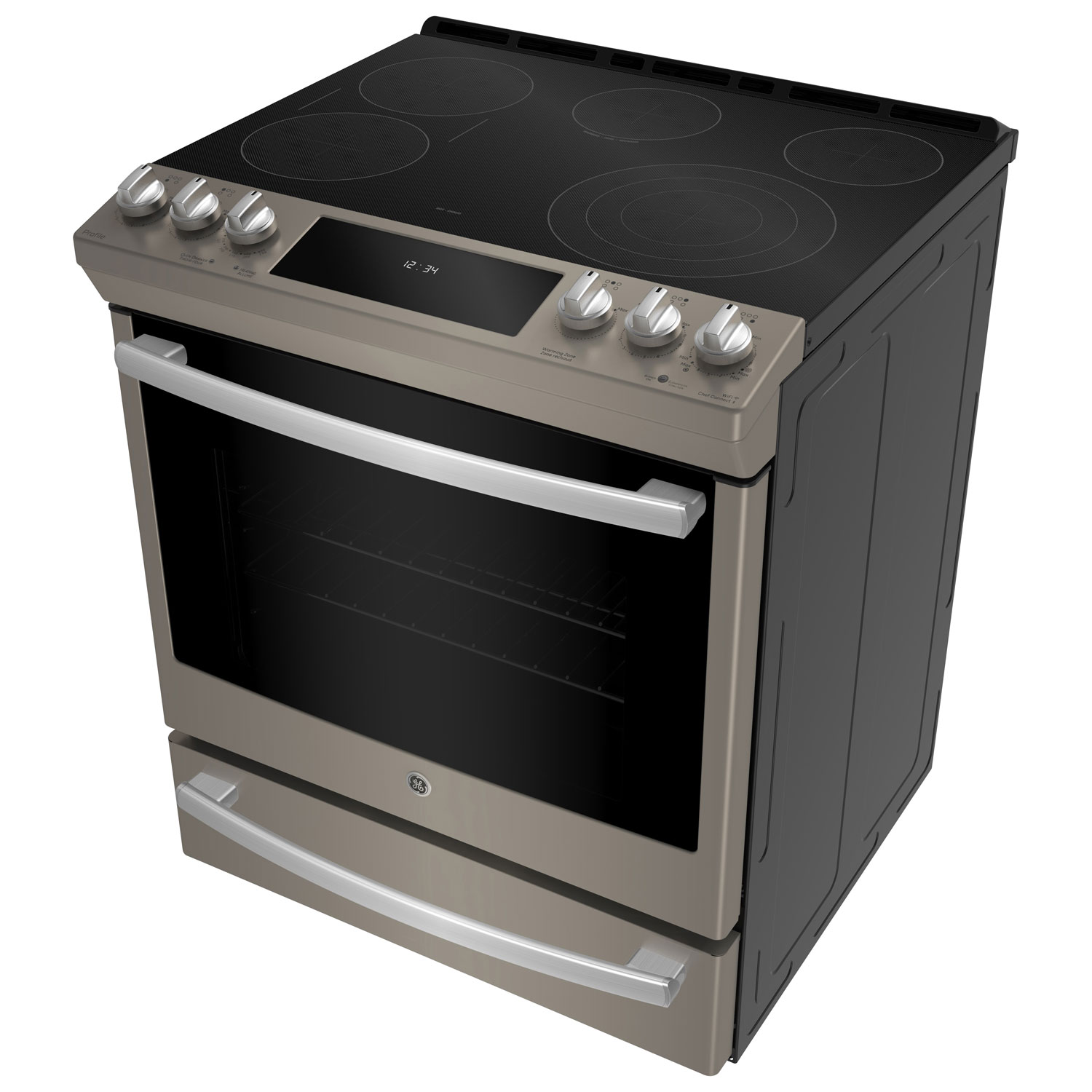 GE Profile 30" 5.3 Cu. Ft. True Convection 5-Element Slide-In Electric Range - Slate