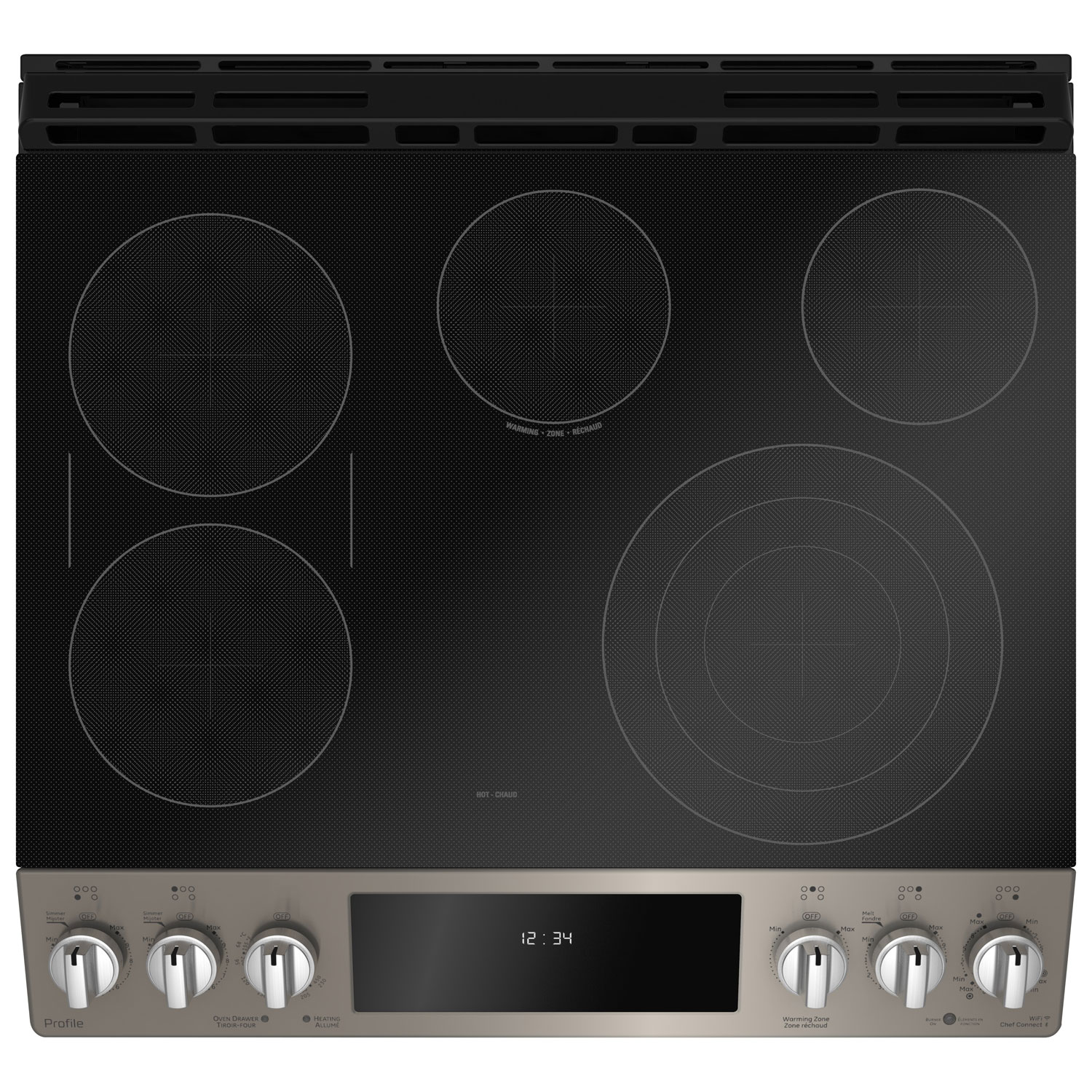 GE Profile 30" 5.3 Cu. Ft. True Convection 5-Element Slide-In Electric Range - Slate