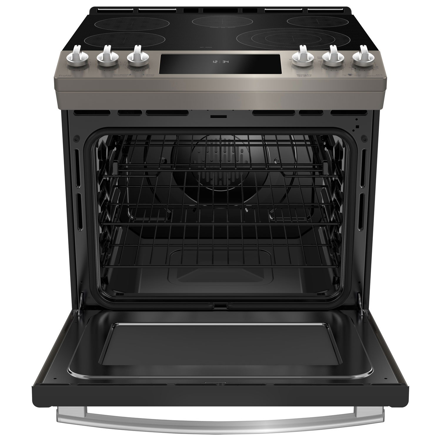 GE Profile 30" 5.3 Cu. Ft. True Convection 5-Element Slide-In Electric Range - Slate