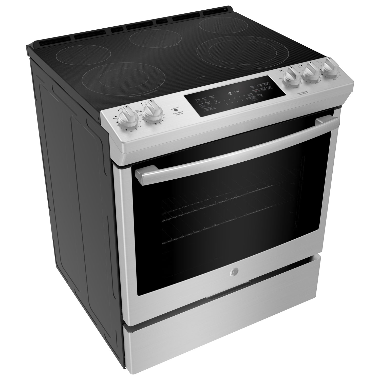 GE 30" 5.3 Cu. Ft. True Convection 5-Element Slide-In Electric Range - Stainless Steel