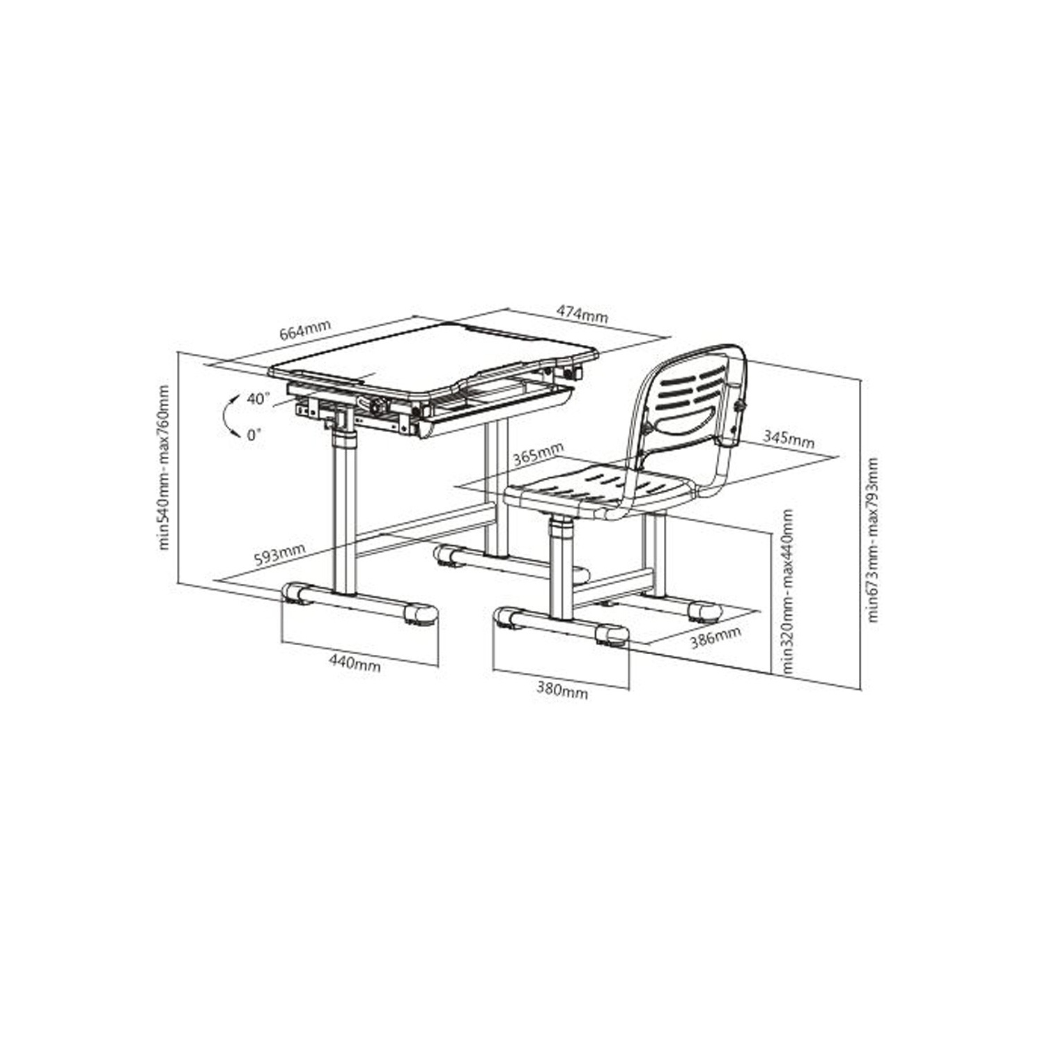 Bureau ergonomique à hauteur réglable pour enfants KidzDesk KD26B de Boost Industries