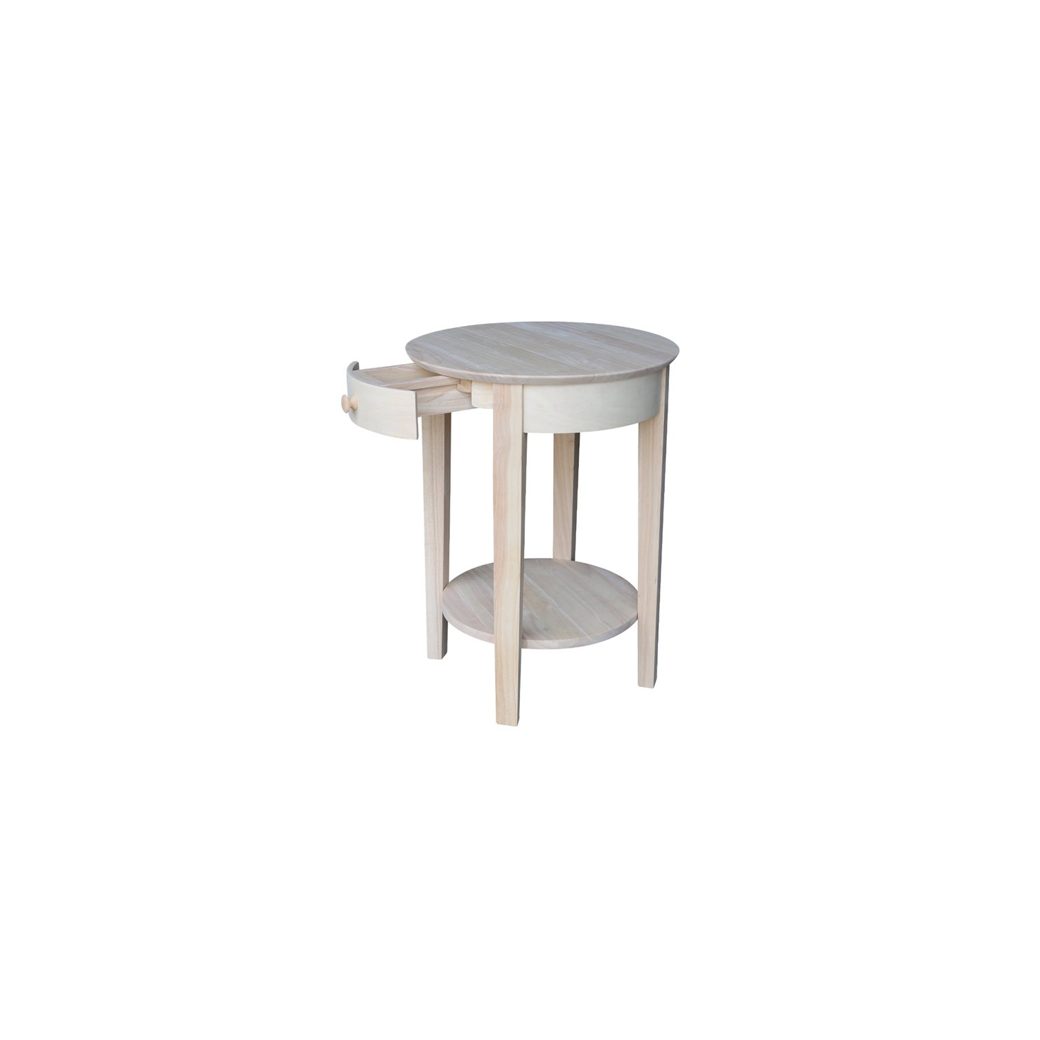 International Concepts Unfinished Accent Table with One Drawer