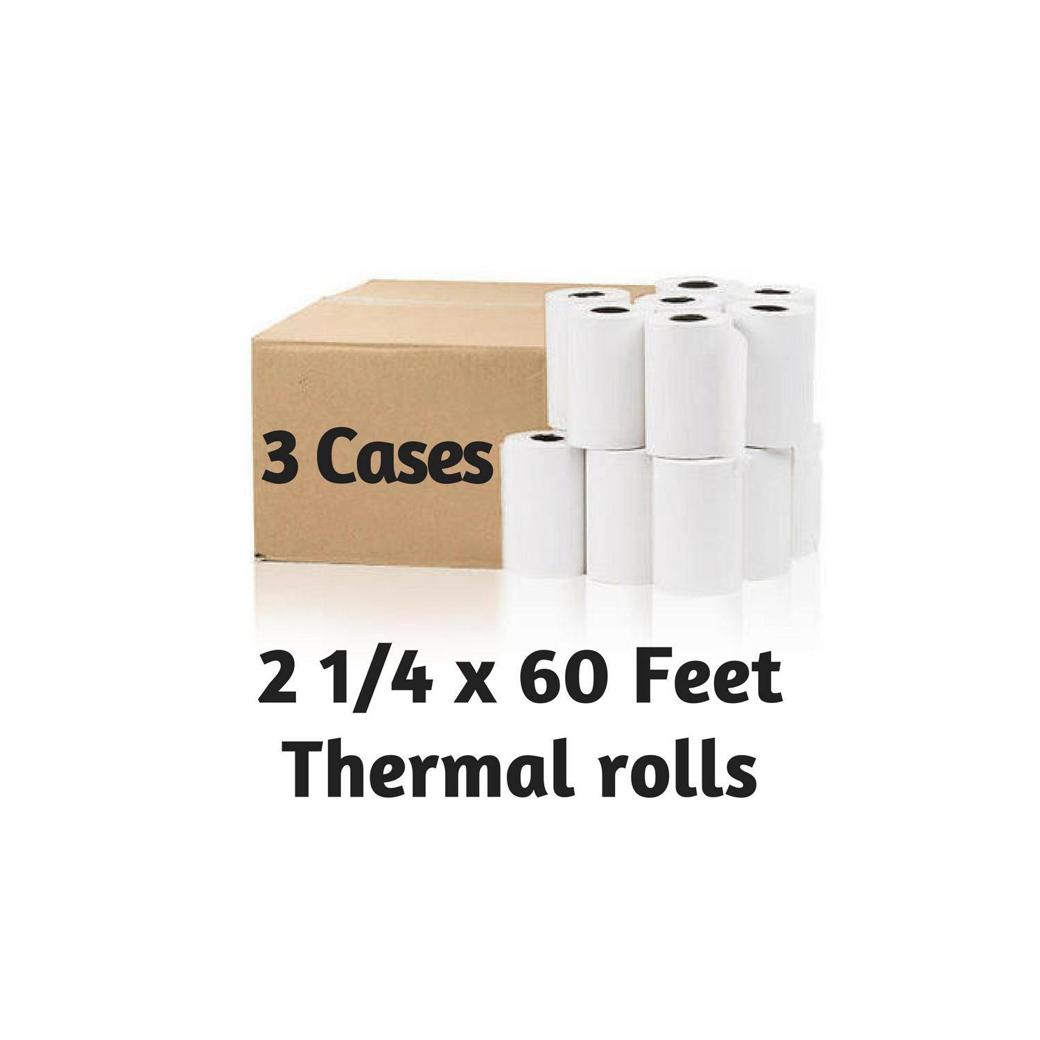 2 1/4" (58mm) x 60' Feet Thermal Paper Rolls (100 rolls/Case) 3 Cases - FREE SHIPPING