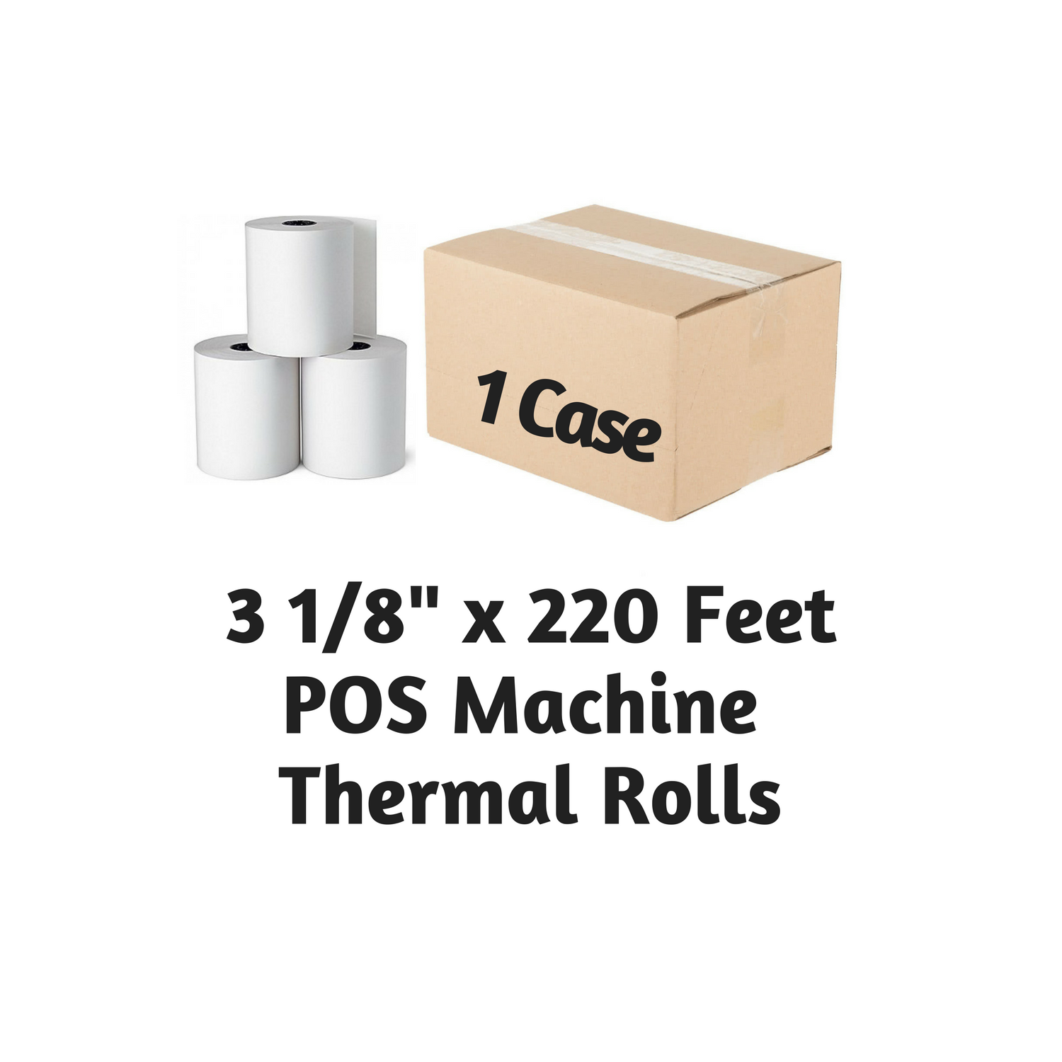 3 1/8" x 225' Feet Thermal Paper Rolls (50 rolls/Case) 1 Case - FREE SHIPPING POS MACHINE ROLLS