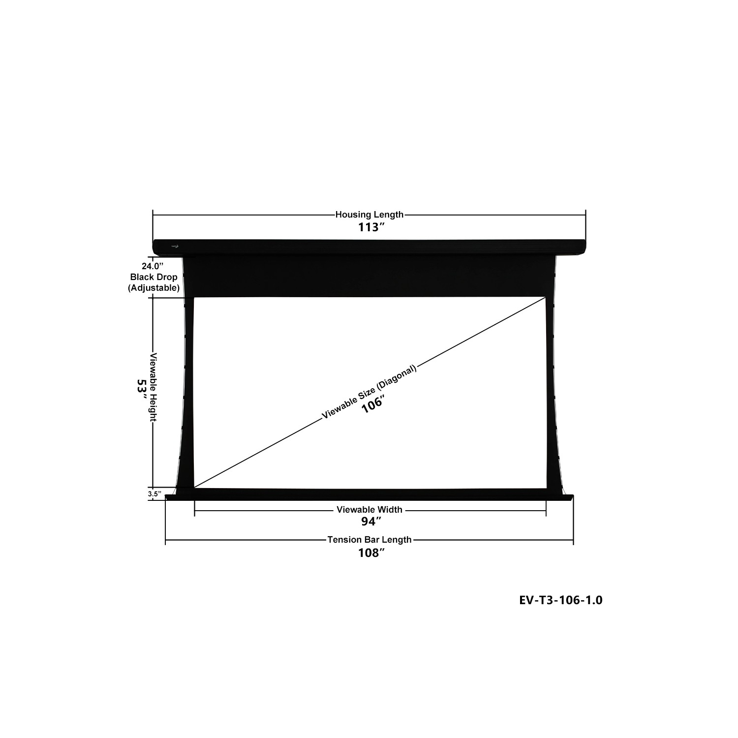 Elunevision Reference Studio 4K 106" Tab-Tensioned Motorized 16:9 Projector Screen
