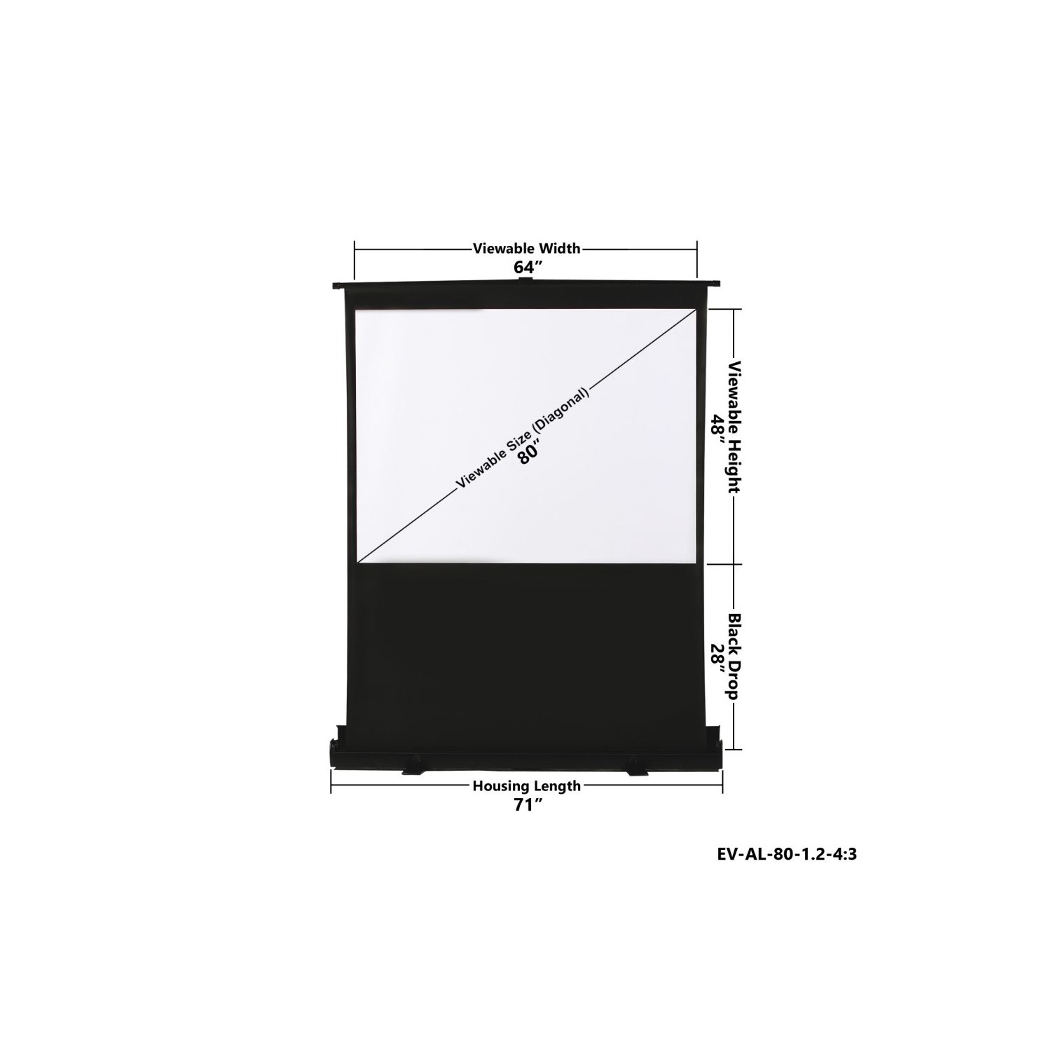 Elunevision 80" Air-Lift Projector Screen