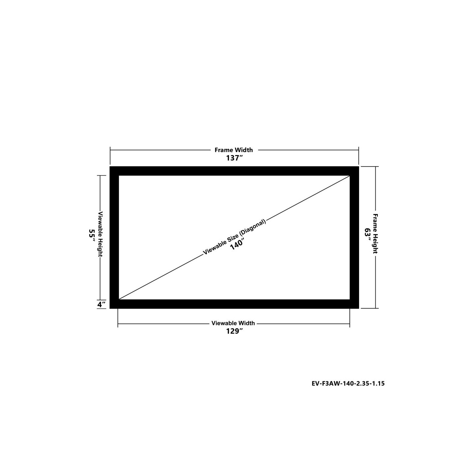 EluneVision Reference Studio AudioWeave 4K 140" 2.35:1 Fixed-Frame Projector Screen