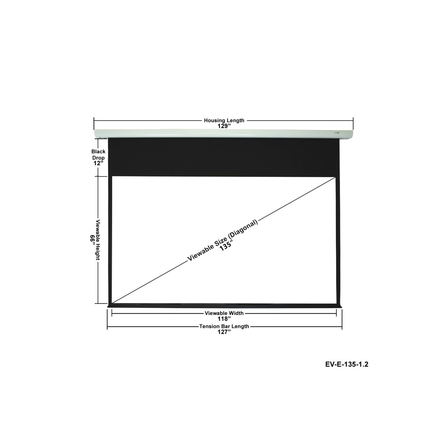 EluneVision Luna Series 135" 1.2 gain Motorized Projection Screen&nbsp;