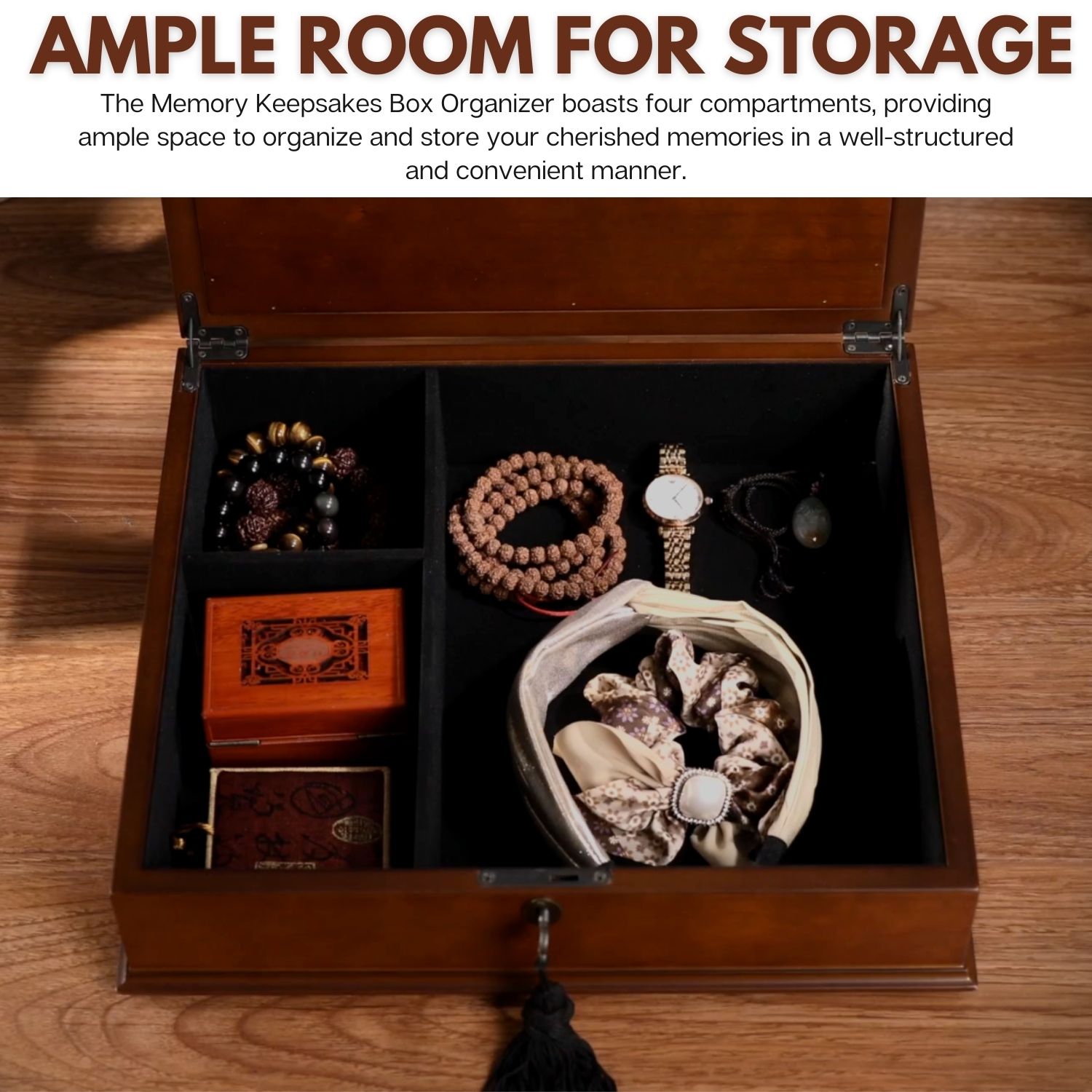 Boîte de rangement à mémoire Romeo Antico d’Arolly fini bois d’acajou