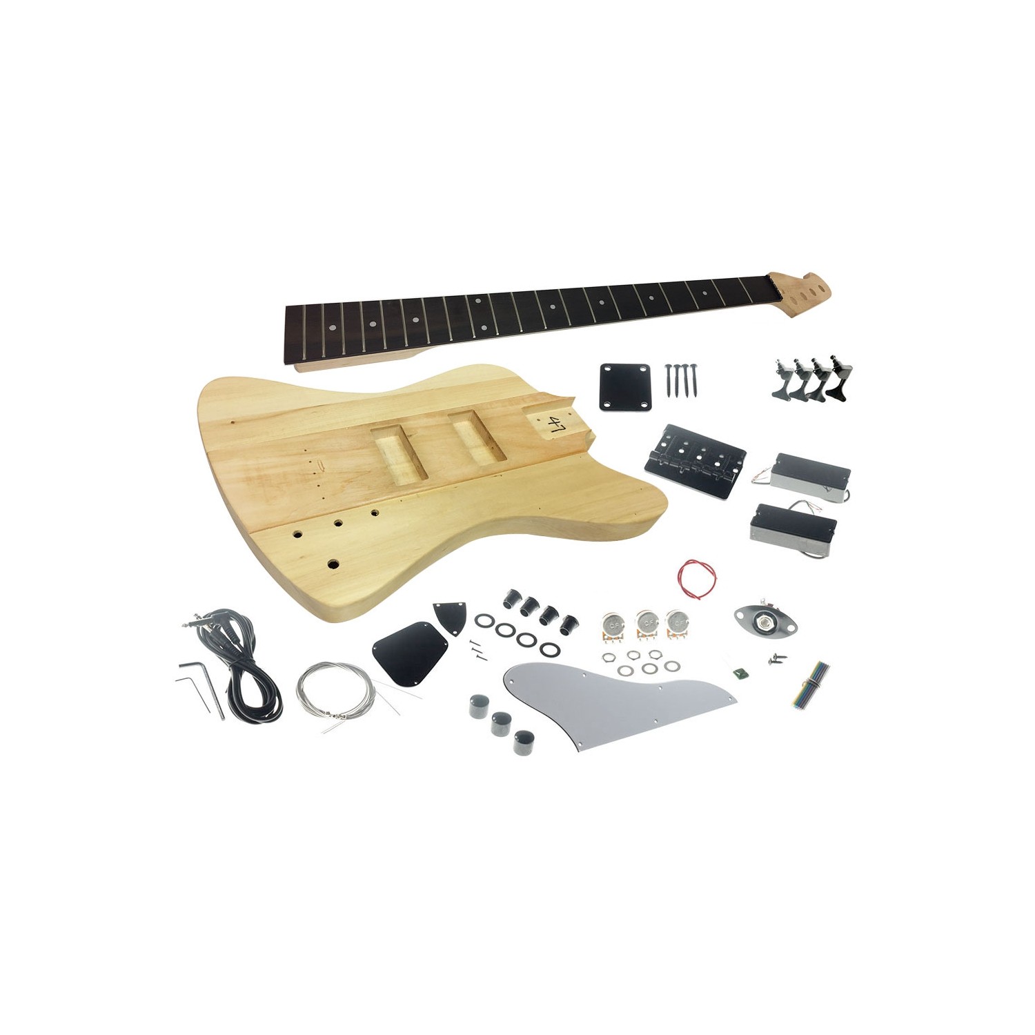 Solo TB Style DIY Bass Guitar Kit, Basswood Body, Maple Neck