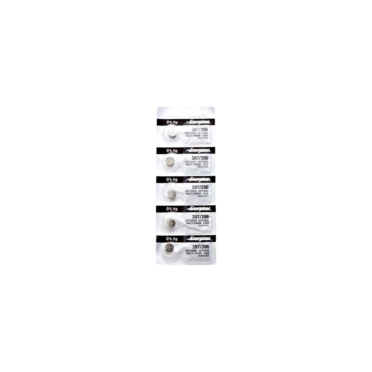 5 x Energizer 397 Watch Batteries, 1.55V, equivalent SR726SW, 396, SR726W