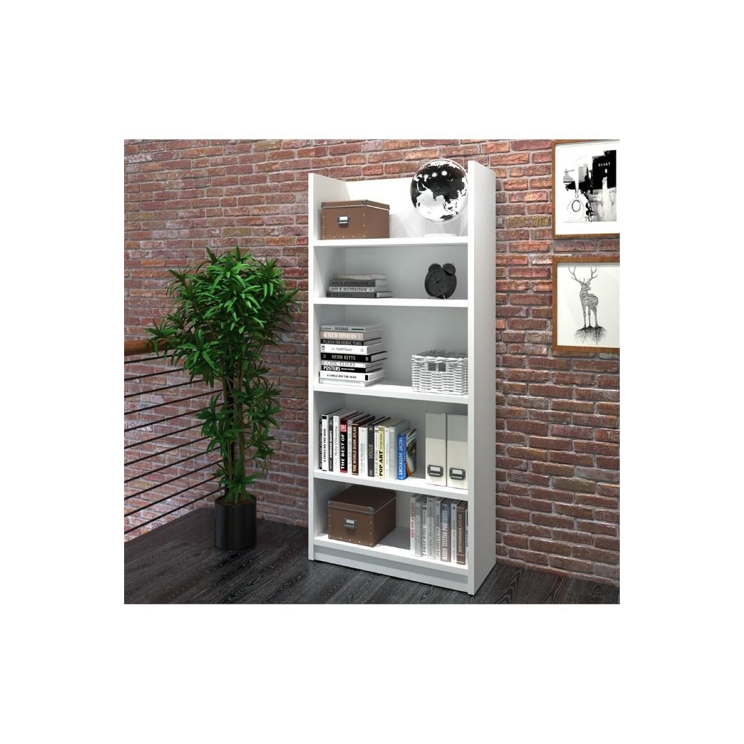 Bestar Pro-Linea 5 Shelf Bookcase in White