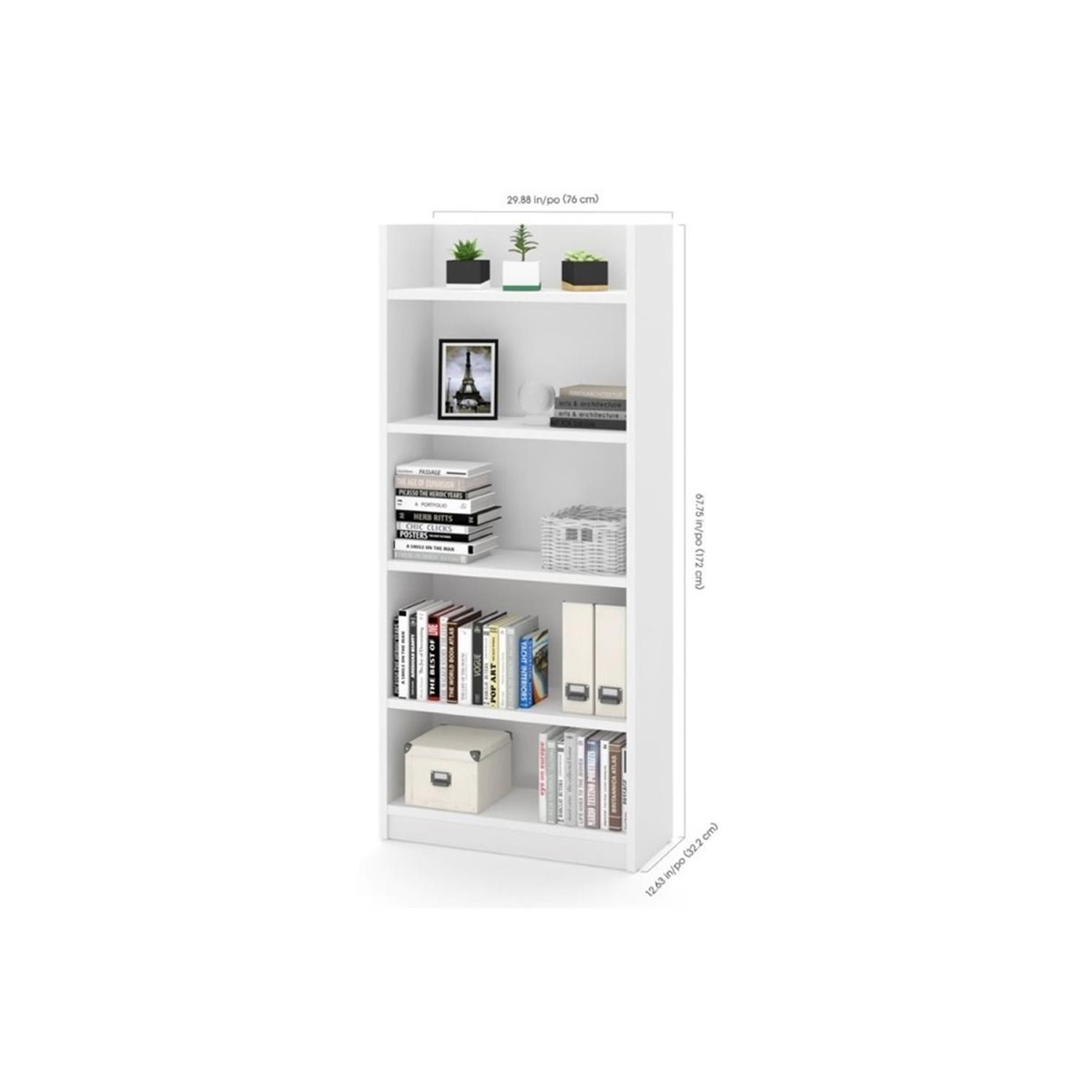Bestar Pro-Linea 5 Shelf Bookcase in White