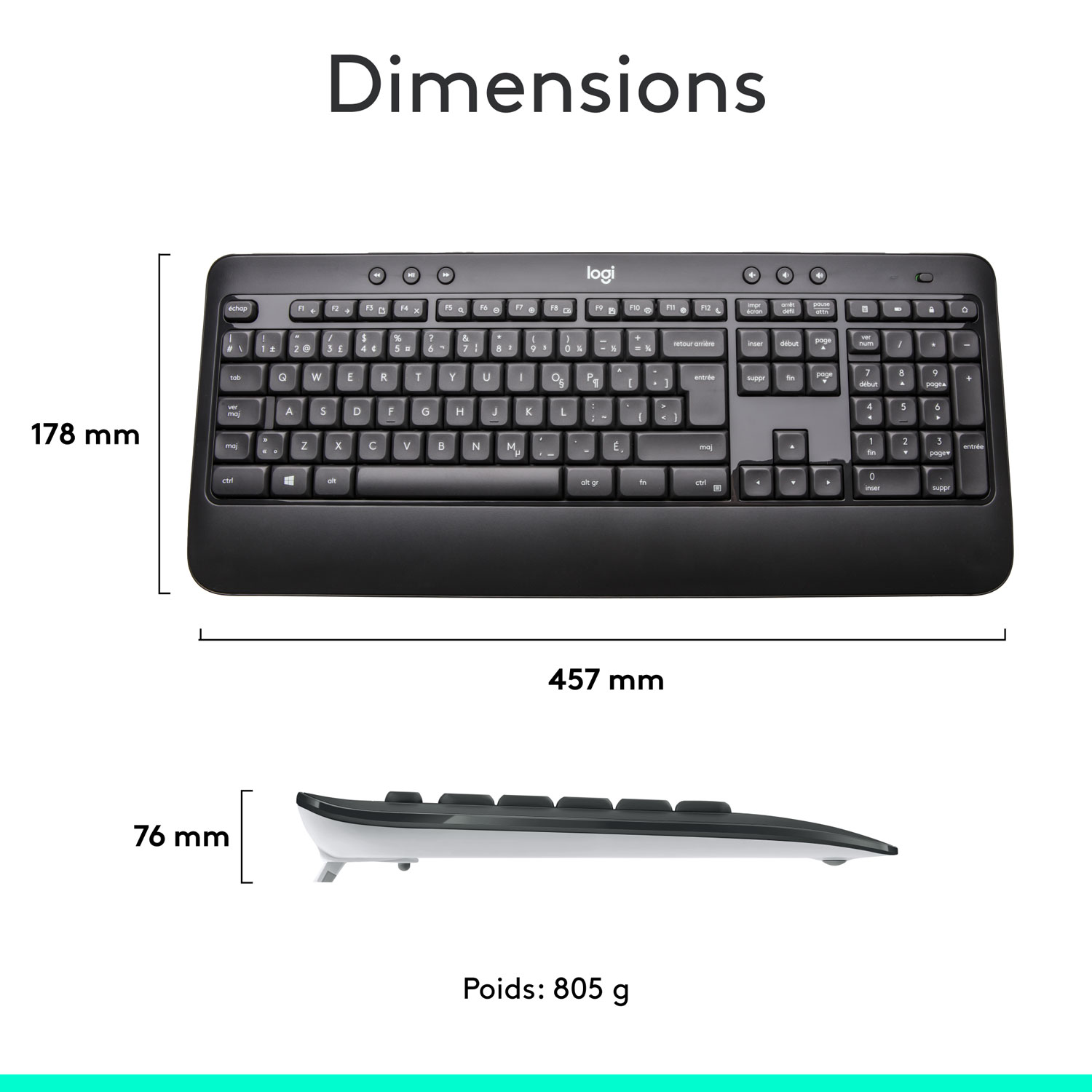 Ensemble avec clavier et souris optique sans fil MK540 de Logitech - Français