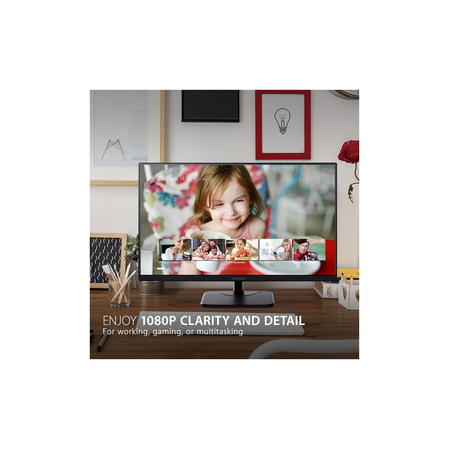 ViewSonic VA2456-MHD 24" Frameless IPS 1080p Monitor with HDMI DisplayPort and VGA "puts for Home and Office