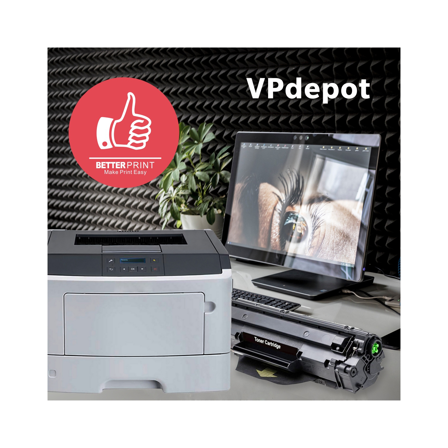 VPdepot 4PK C4092A Replacement Black Toner for HP LaserJet 1100/3200